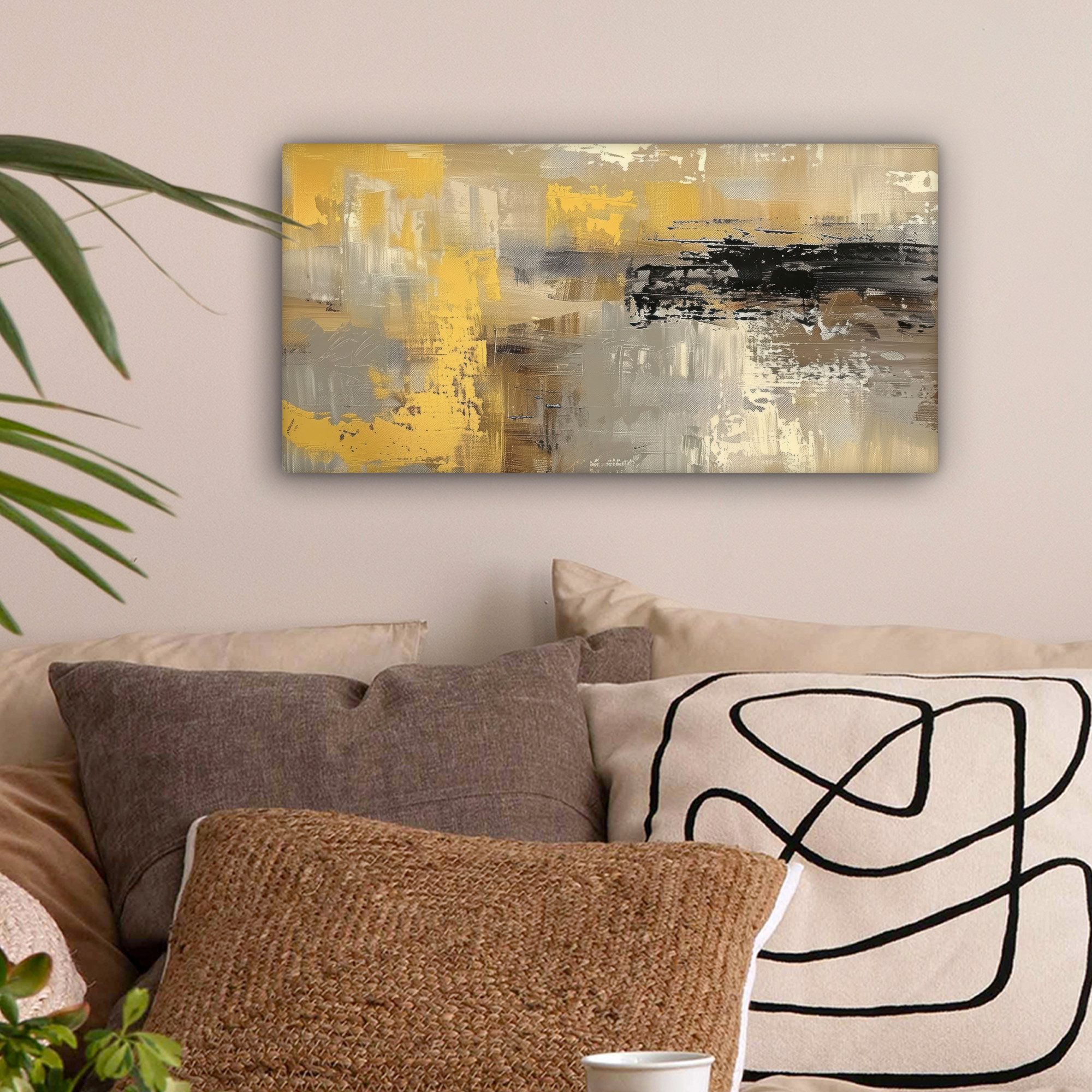 OneMillionCanvasses® Leinwandbild Panorama Abstrakt - Gelb günstig online kaufen