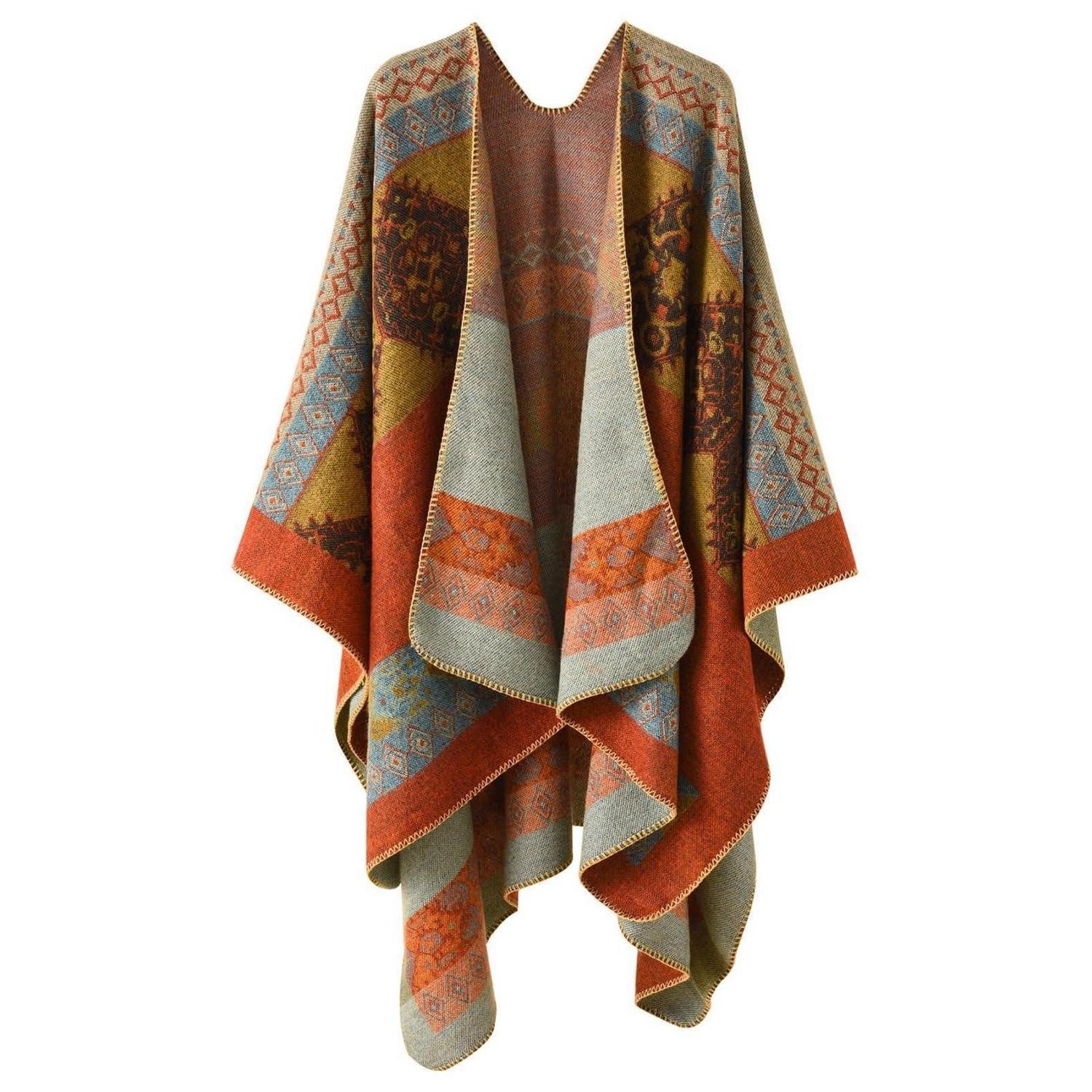 LuxusKollektion Poncho Poncho Damen Khaki Groesse Einheitsgroesse (1-St)