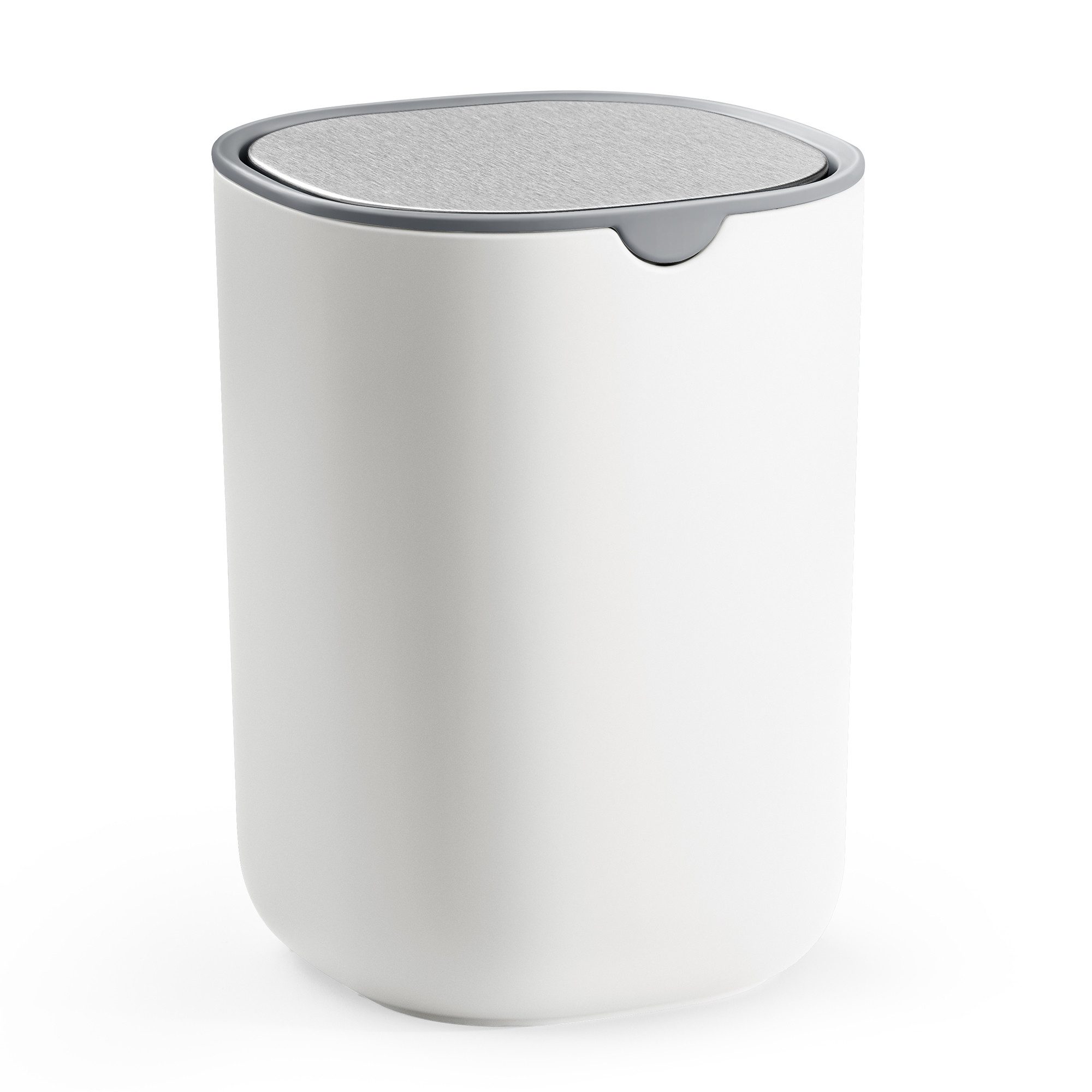SONGMICS Tischrestebehälter mit Deckel, Tischmülleimer, 1.5L, für Schreibtisch, Schlafzimmer, Auto, Schwingdeckel aus Edelstahl