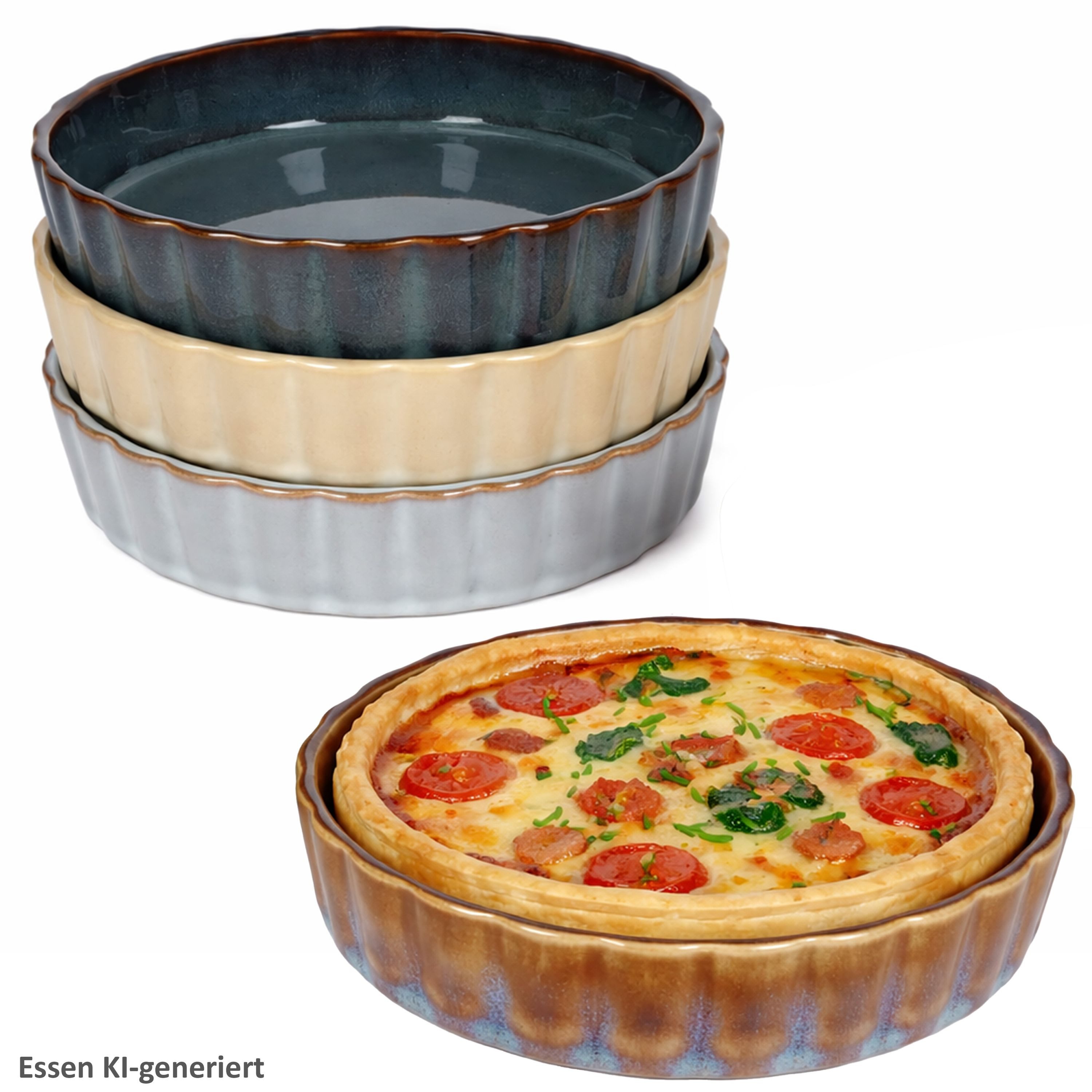 MamboCat Auflaufform MamboCat 4er Set Gustos Crème Brûlée Schälchen Steingut Quiche Dessert, Steingut