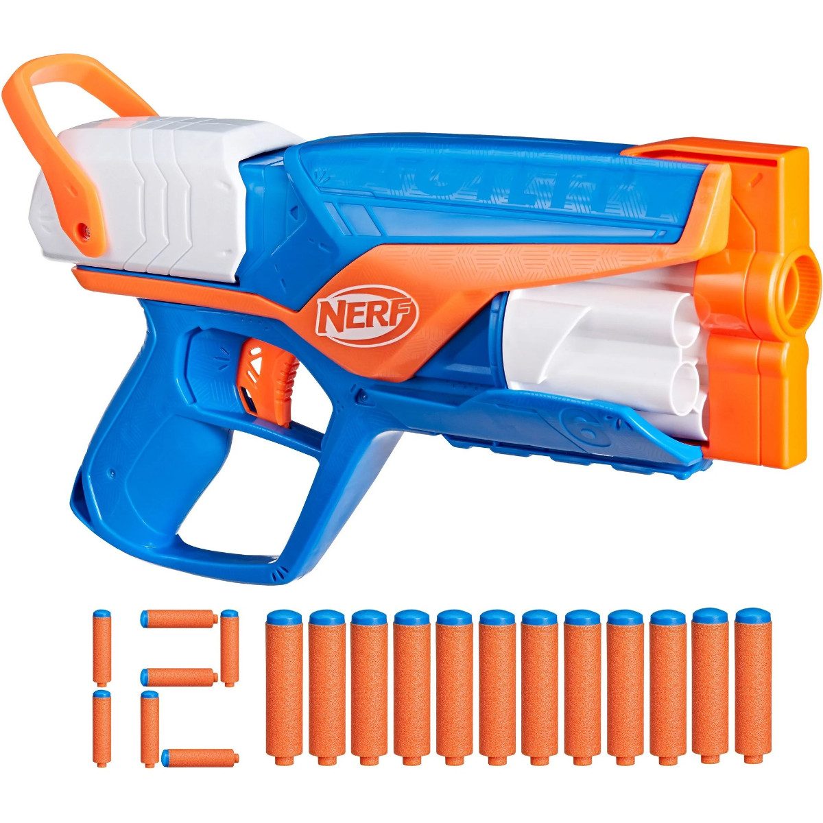 Hasbro Blaster Nerf N Series Agility (Einzelartikel, Blaster inklusive 12 N1 Darts), 6-Dart-Trommel mit 12 N1 Darts und manuellem Spannschlitten