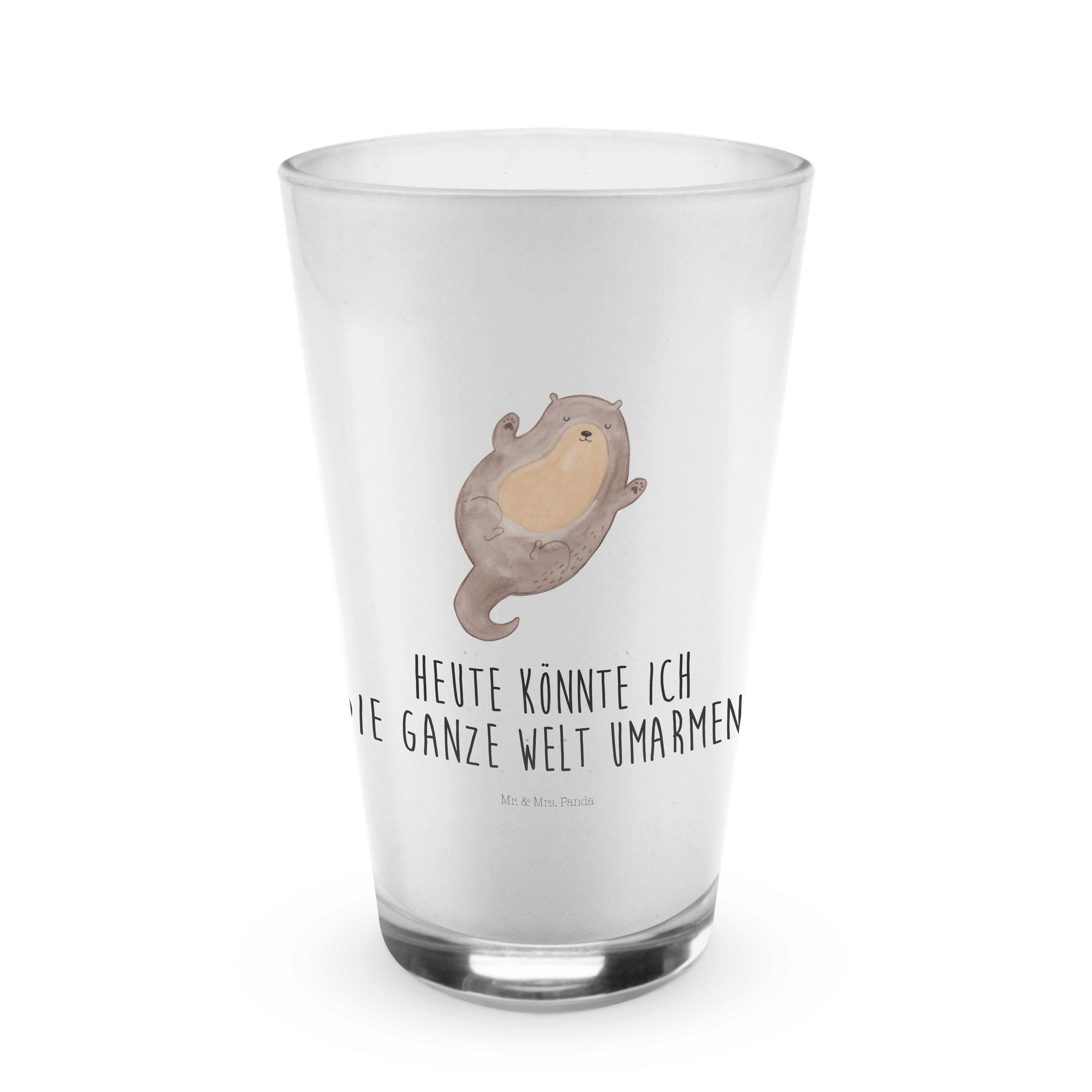 Mr. & Mrs. Panda Glas S, - Otter Seeotter, Geschenk, Transparent Premium Umarmen Glas - Otter glücklich