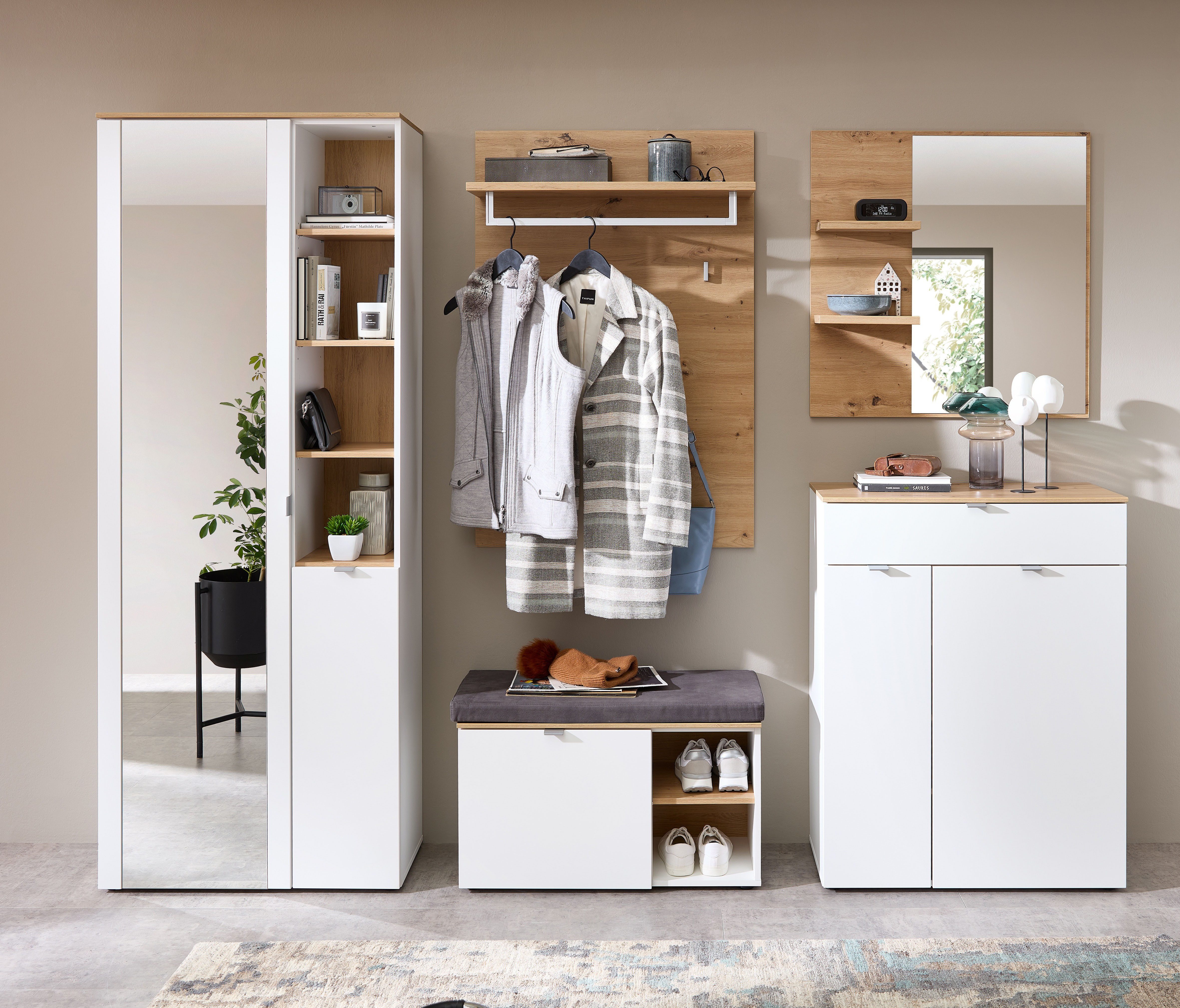 Innostyle Garderoben-Set Bari Garderobenprogarmm, BxHxT 264x202x38 cm, (Set, 5-St), Besteht aus 5 Typen