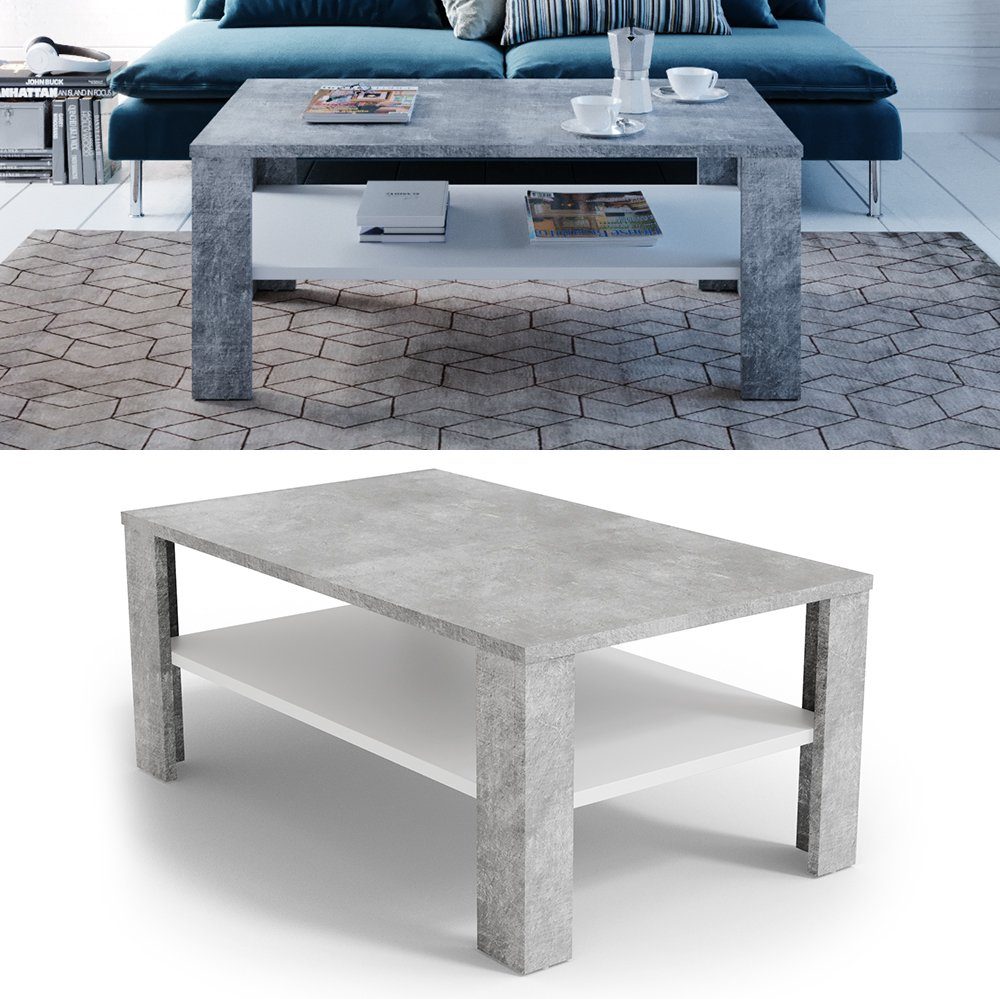 Vicco Couchtisch, Beton/Weiß, 100 x 60 günstig online kaufen
