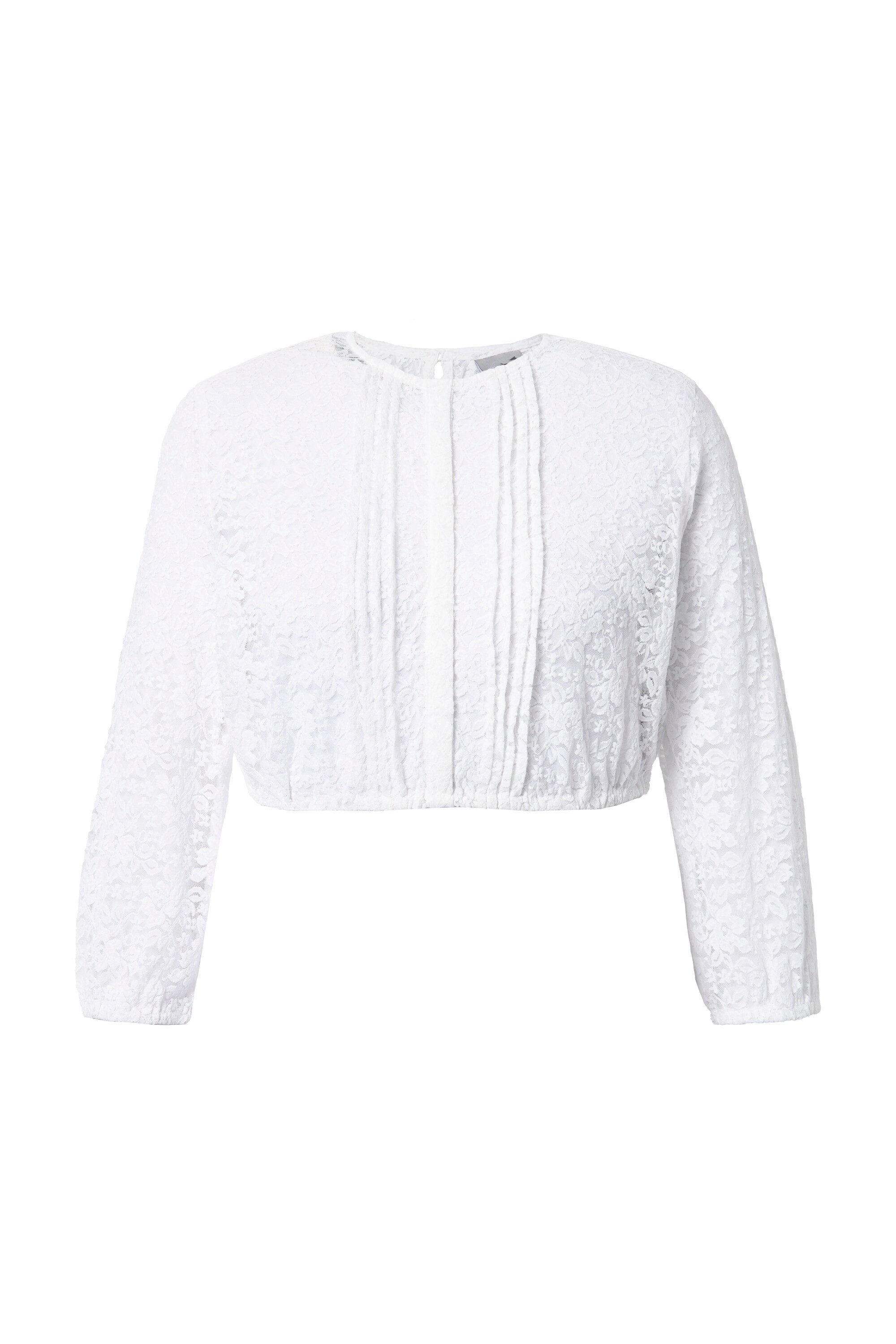 Ulla Popken Longbluse Dirndlbluse elastische Spitze Rundhals 3/4-Arm günstig online kaufen