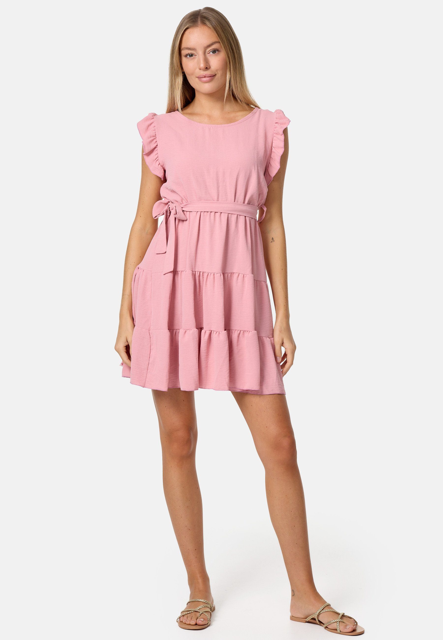 Rayshyne Minikleid PM-27 (Sommerkleid Midi Kleid mit Rüschen in Einheitsgröße)