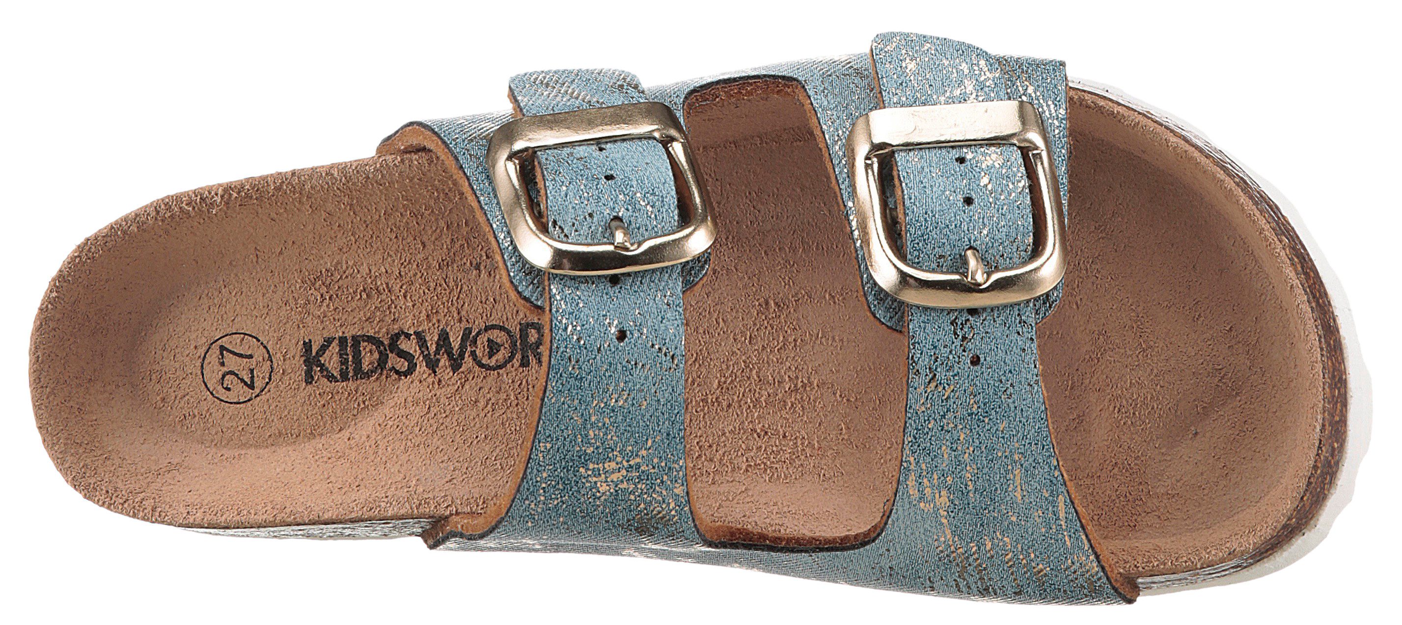 KIDSWORLD Pantolette Sommerschuh, Strandschuh, Urlaubschuh, Hausschuh mit Schnallen