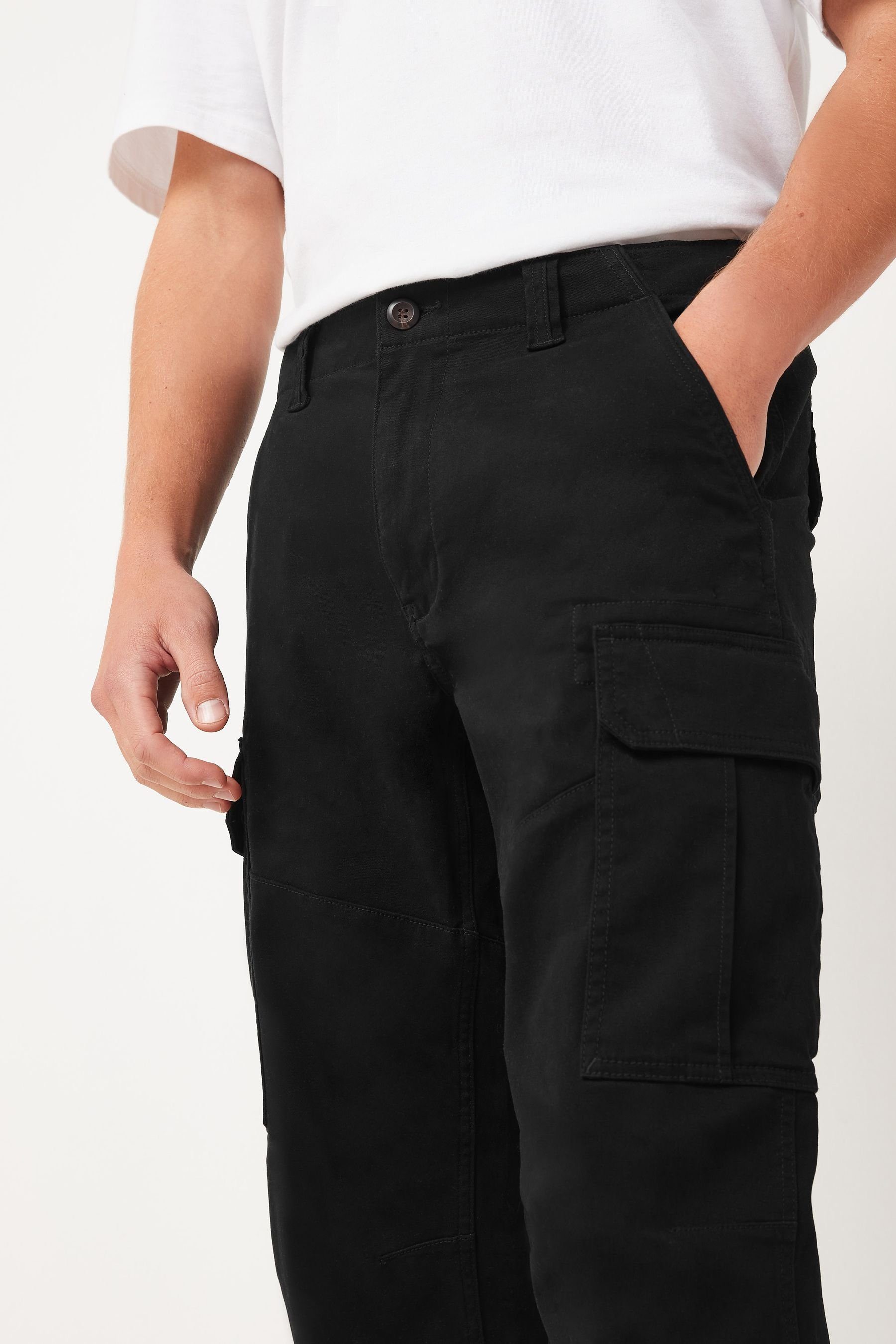 Cargo-Hose – Cargohose (1-tlg) Fit Straight Next aus Baumwollstretch Black