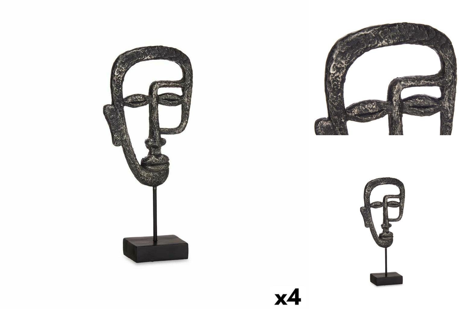 Gift Decor Dekoobjekt Deko-Figur Gesicht Schwarz 19,5 x 38 x 10,5 cm 4 Stück