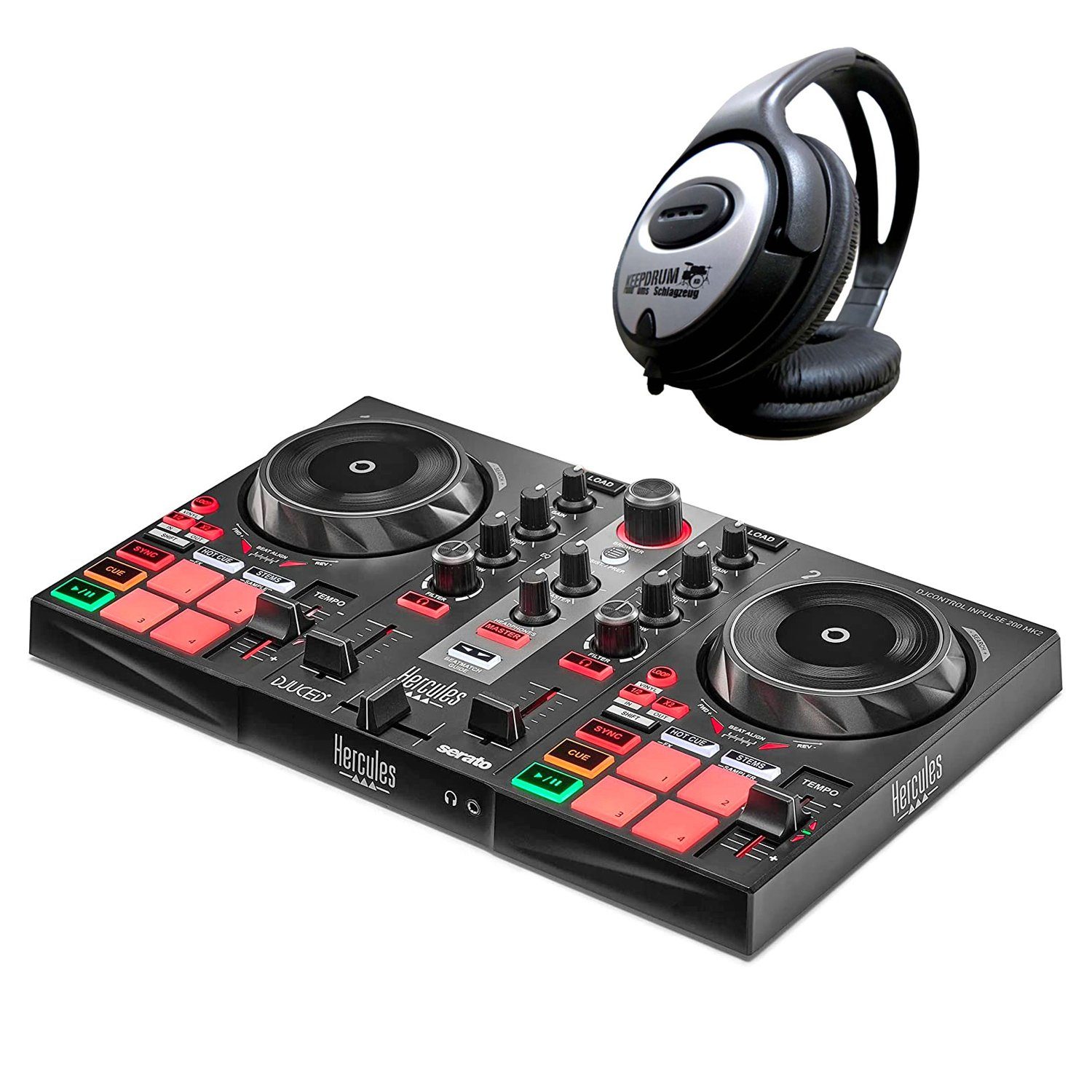 HERCULES DJ Controller DJ Control Inpulse 200 MK2 mit Kopfhörer