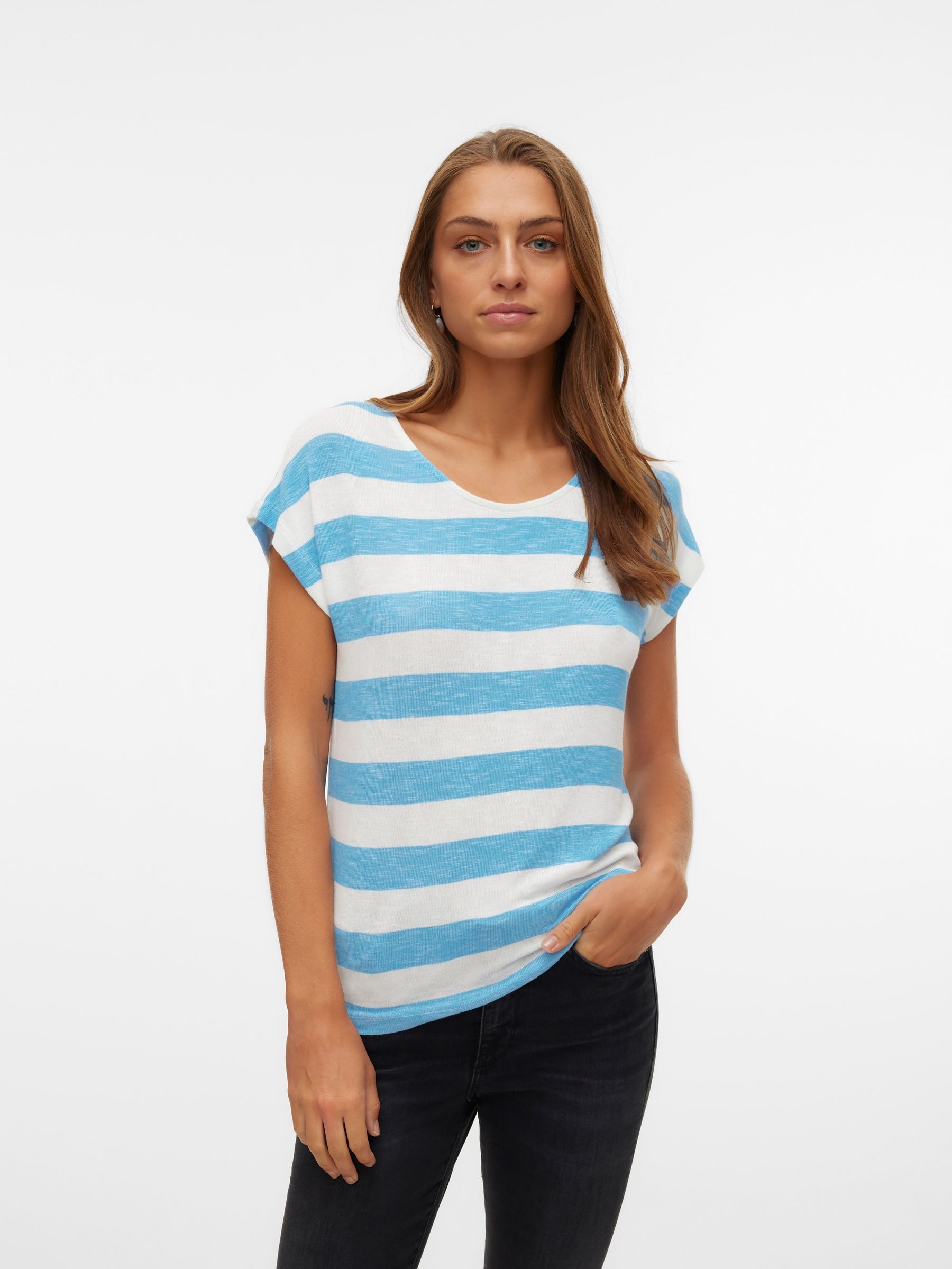 Vero Moda Kurzarmshirt "VMWIDE STRIPE SL TOP GA JRS NOOS" günstig online kaufen