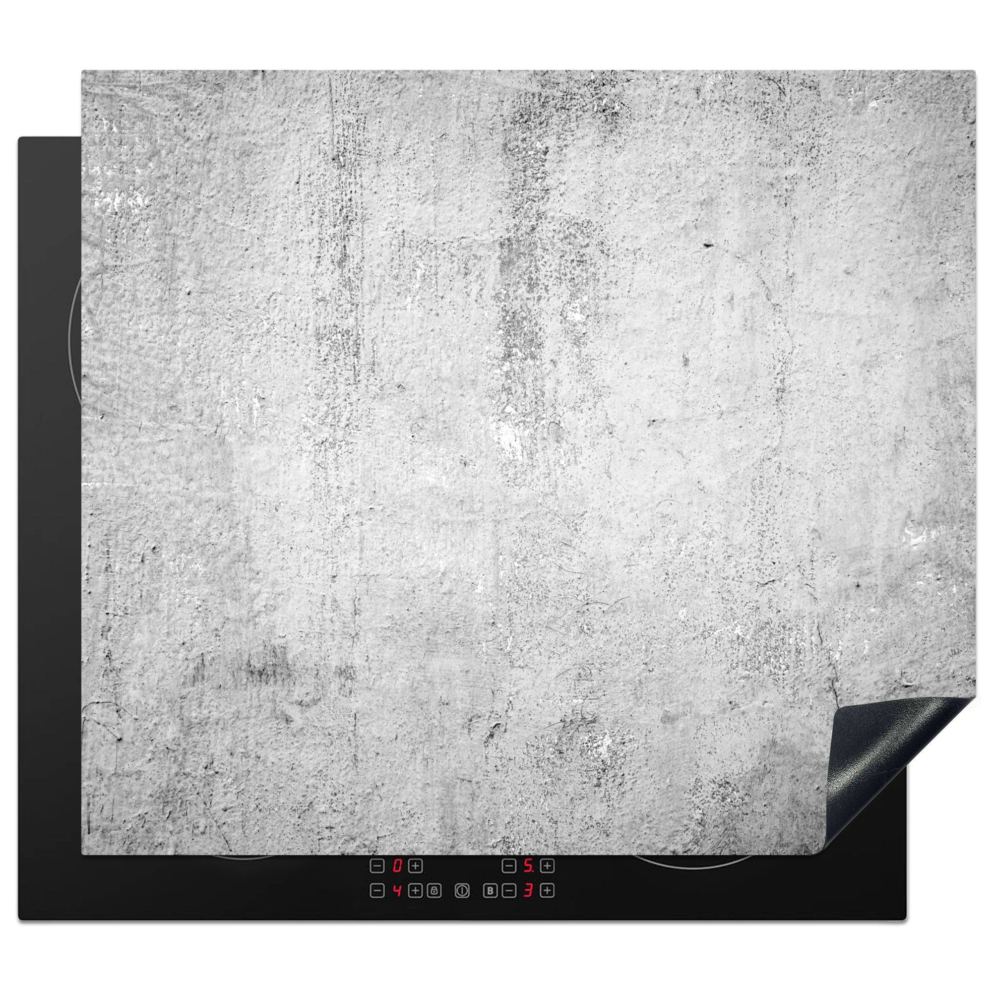 MuchoWow Herd-Abdeckplatte Beton - Grau - Gemustert - Vintage - Industriell, Vinyl, (1 tlg), Abdeckplatte für Ceranfeld, Herd Inductionsmatte, 57.6x51.6 cm