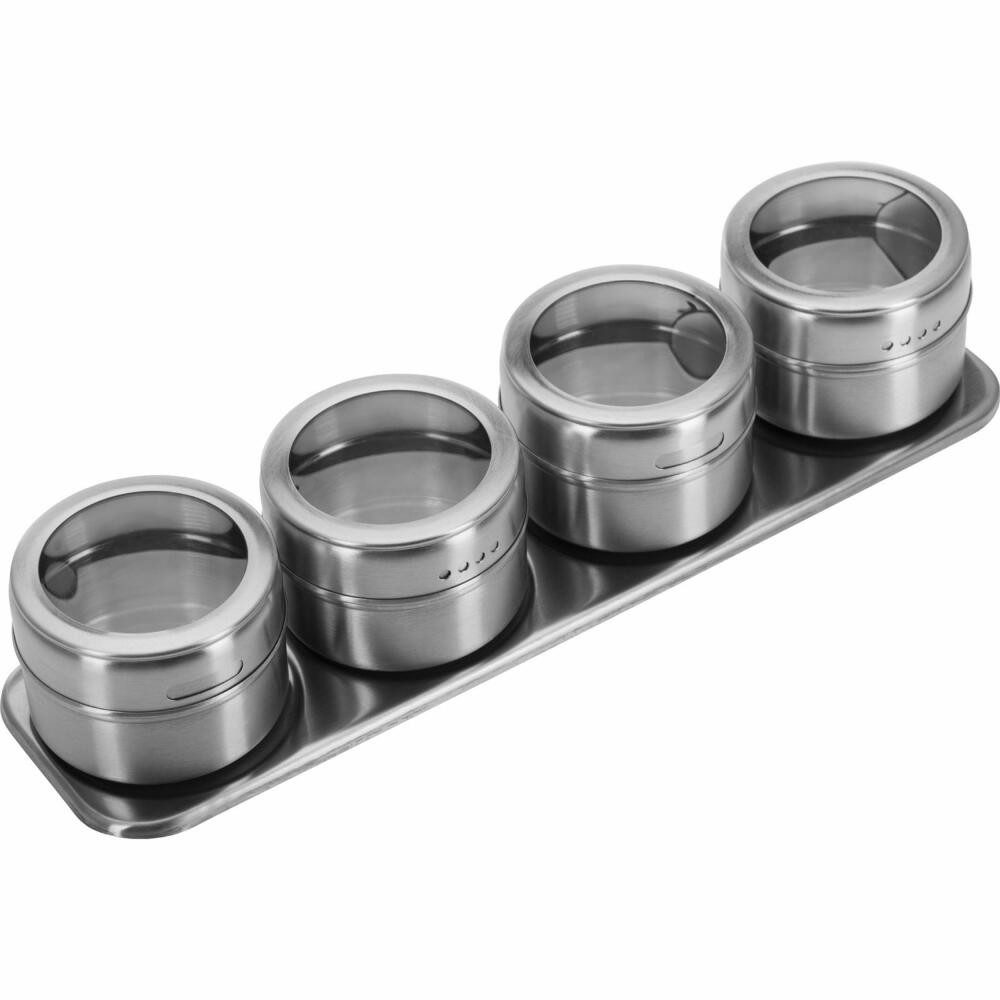 WESTMARK Gewürzbehälter Gewürzdosenset, 5 tlg., Edelstahl, Magnetboden, ca. 75 ml pro Dose, zwei verschiedene Öffnungen