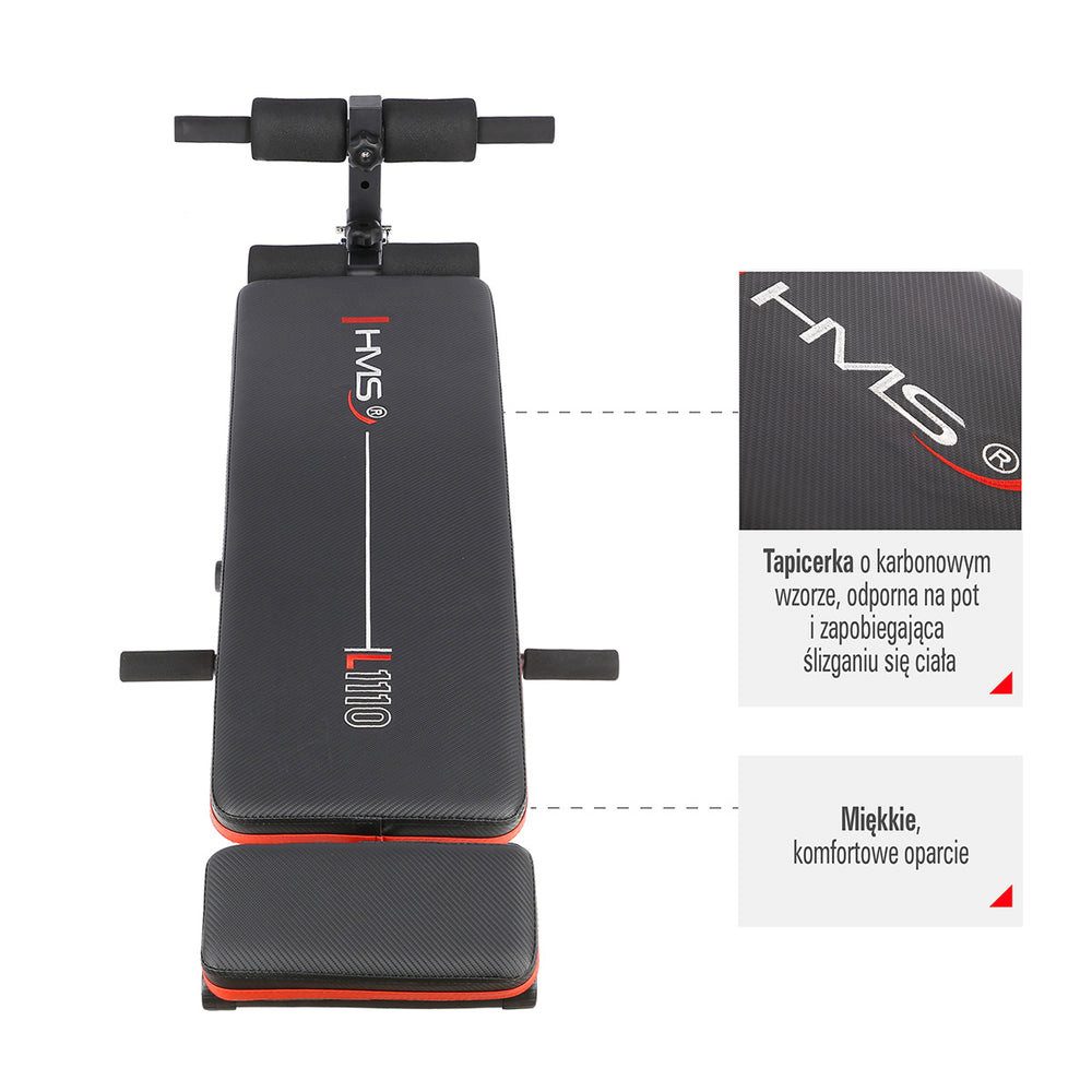 HMS Trainingsbank Bauchtrainer Schrägbank Sit-up-Trainer, (Spar-Set, 1-tlg., 140 x 50 cm verstellbar), 5-fach verstellbar, Widerstandsbänder, bis 200 kg