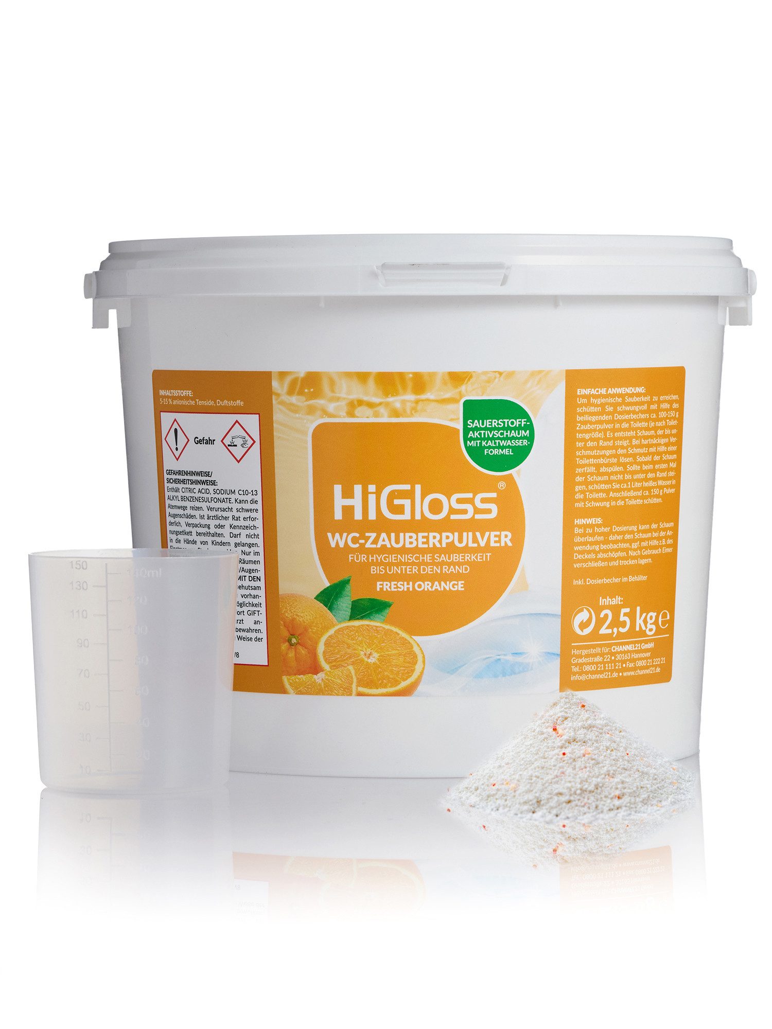 HiGloss WC Zauberpulver für eine saubere Toilette Очиститель туалета (1-St. 2,5kg Schmutzfinder-Technologie, WC Schaum extra stark geg. Urinstein & Kalk)