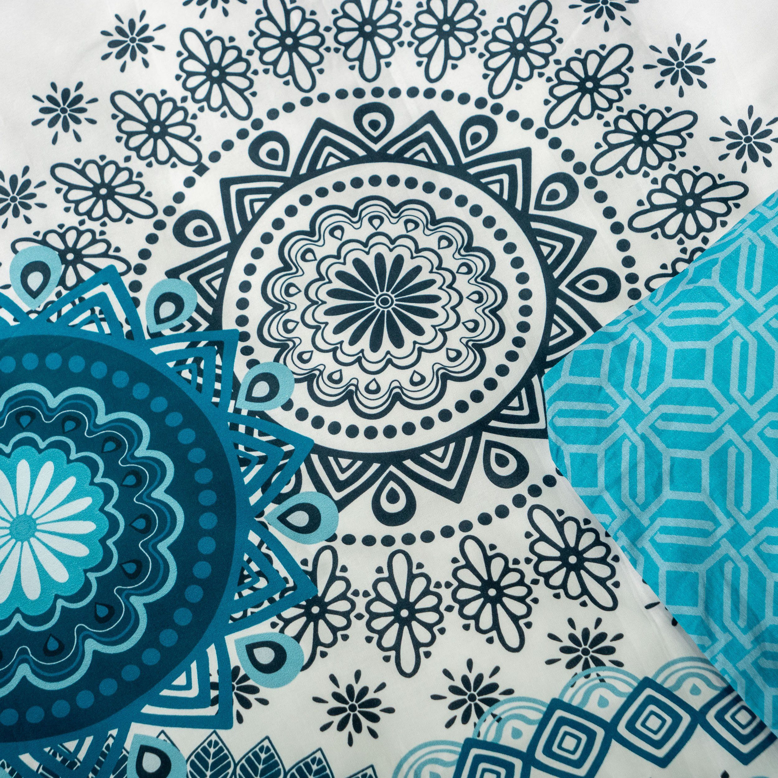 Traumschloss Bettwäsche Baumwolle, Renforcé, 2 teilig, Zebra Mandalas blau