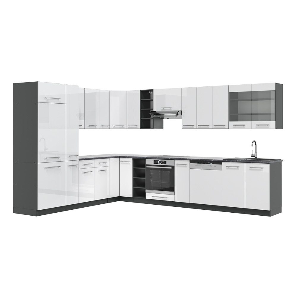 Vicco Winkelküche Fame-Line, Weiß Hochglanz/Anthrazit, 257x347cm günstig online kaufen