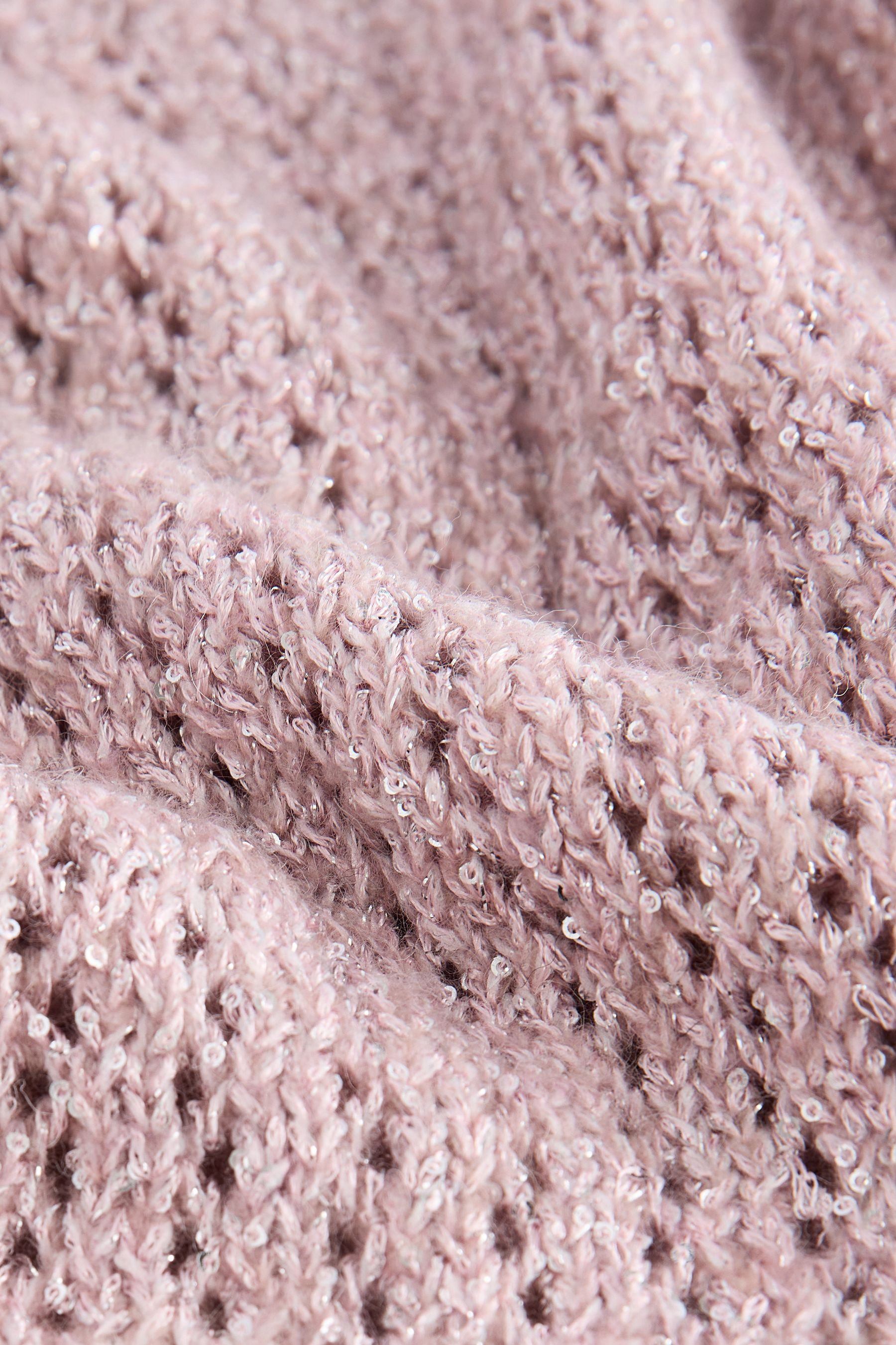 Next Kurzarmpullover Gestrickter Mesh-Pullover mit Pailletten (1-tlg)