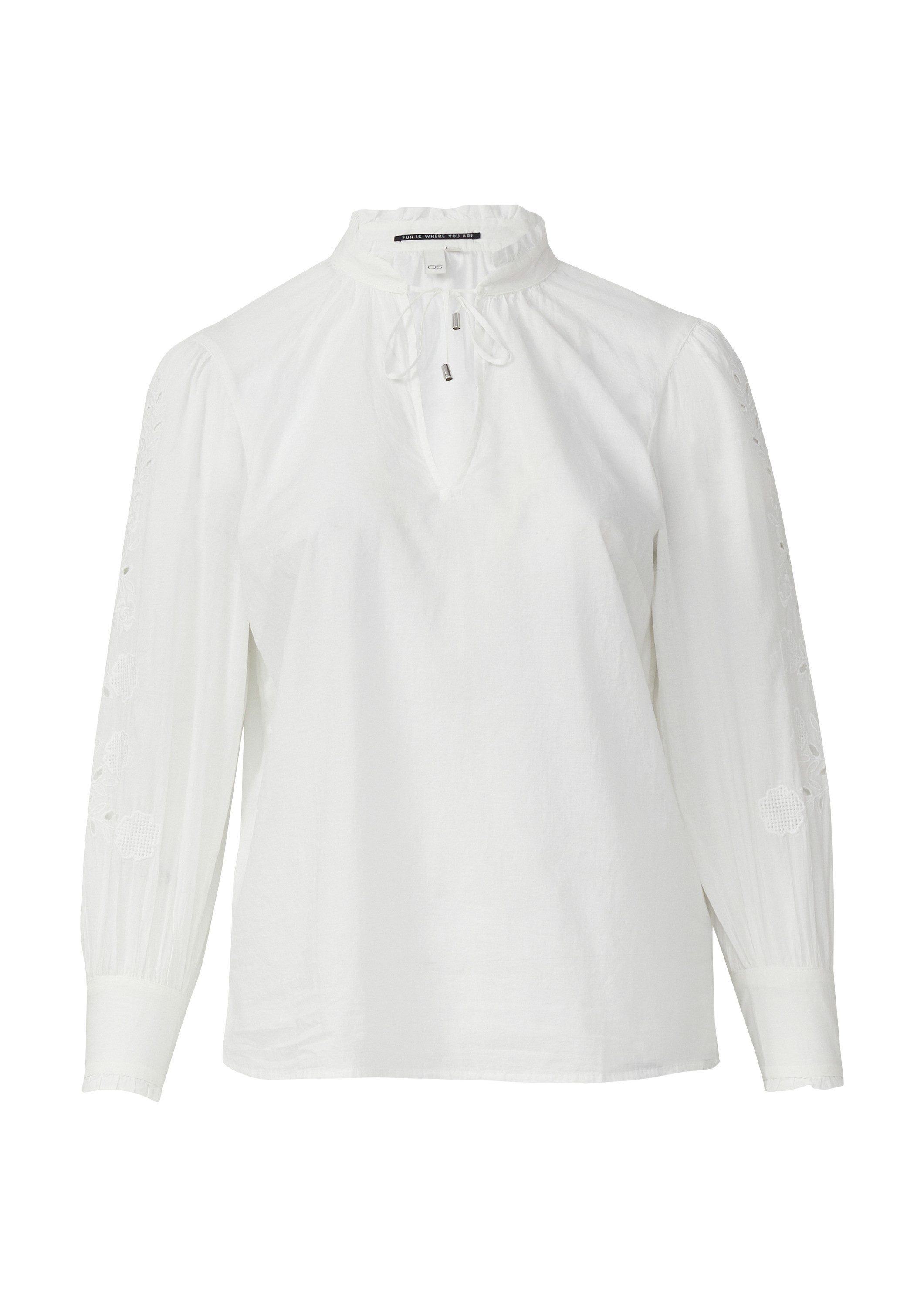 QS Langarmbluse Bluse Leichte Baumwollbluse mit Stickerei am Ärmel günstig online kaufen