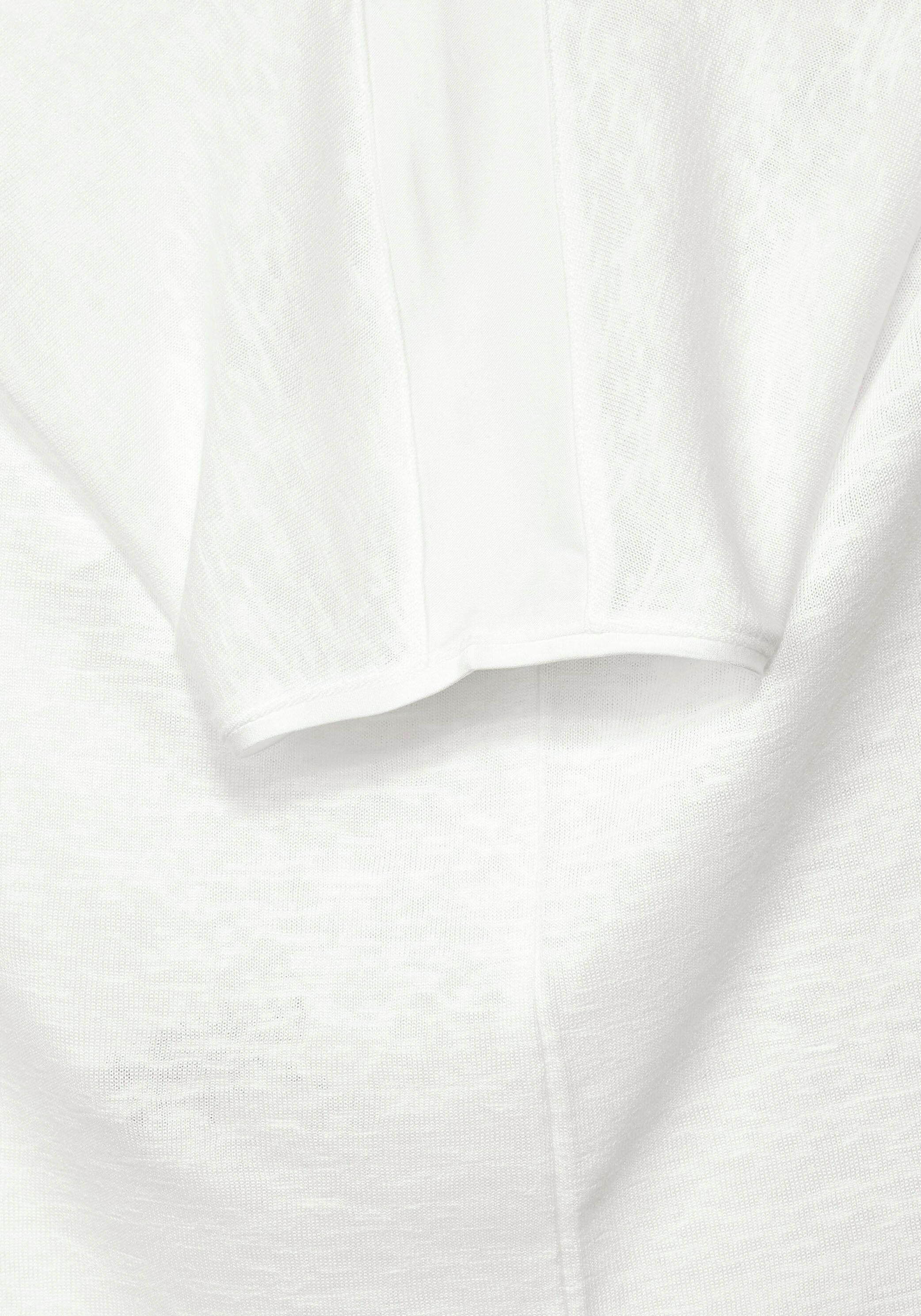 STREET ONE Shirttop mit white Schultern den off an Einsätzen unifarbenen