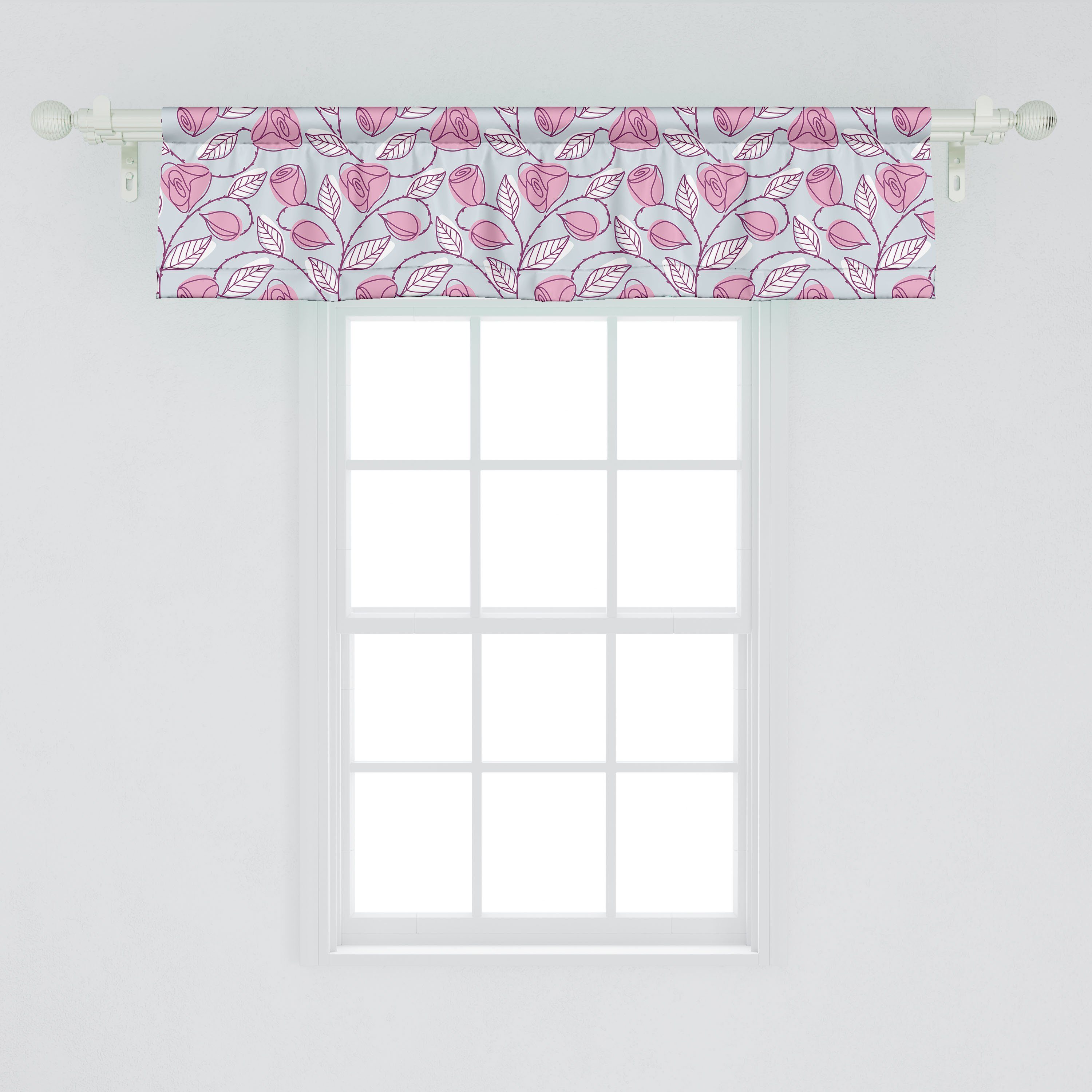 Scheibengardine Vorhang Volant für Küche Blätter Pastellskizze Abakuhaus, mit Motiv Blätter Dekor Microfaser, Stangentasche, Schlafzimmer