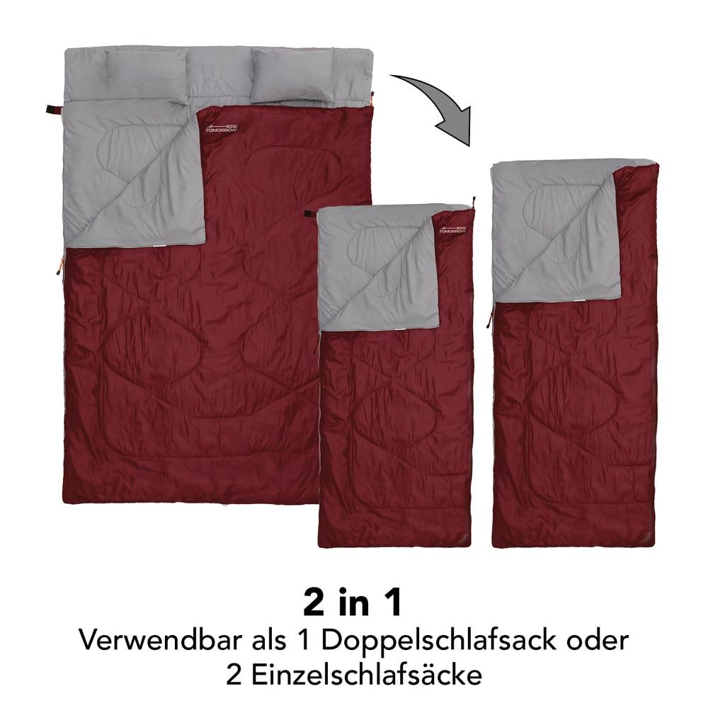 Lumaland Doppelschlafsack 2-Personen Schlafsack groß Kopfkissen, 190x30x150 günstig online kaufen