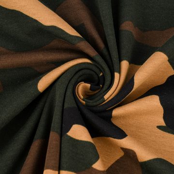 SCHÖNER LEBEN. Stoff Jersey Camouflage Tarnstoff grün braun