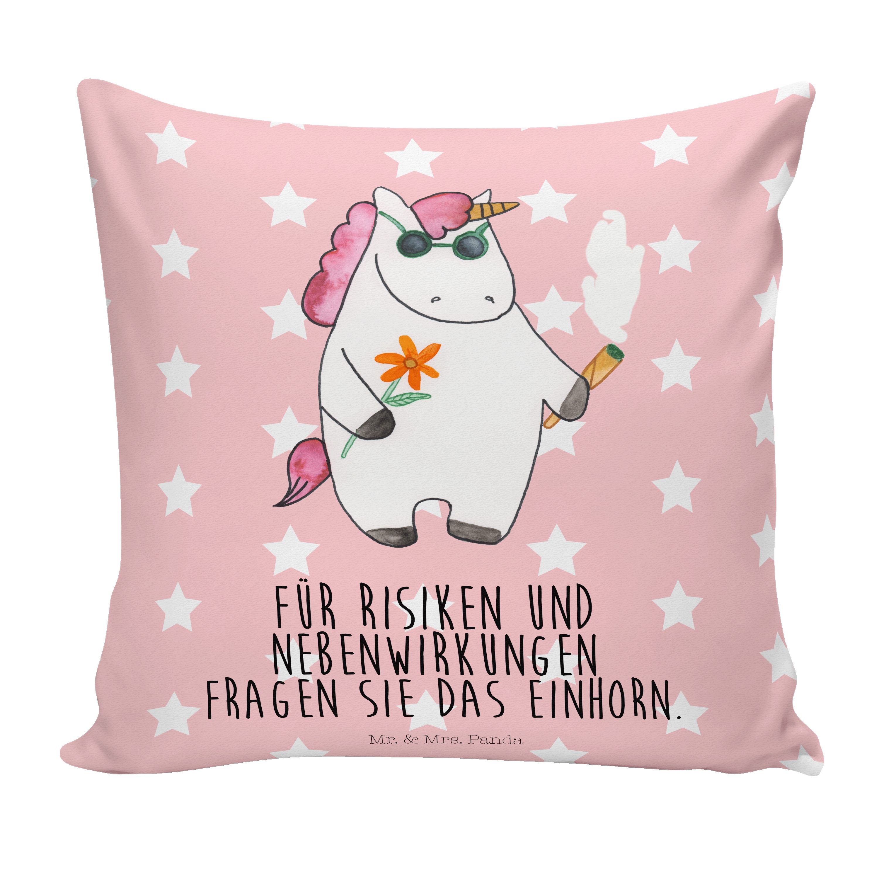 Mr. & Mrs. Panda Dekokissen Einhorn Woodstock - Rot Pastell - Geschenk, Dekokissen, Unicorn, Kiss