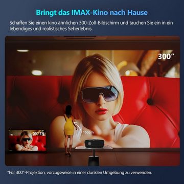 ZCGIOBN 4K Heimkino WiFi 6 Portabler Projektor (1200 lm, 3840*2160 px, mit AutoFokus/TrapezkorrekturfürTV Stick/iPhone/iPad/Laptop/PS5/DVD/PC)