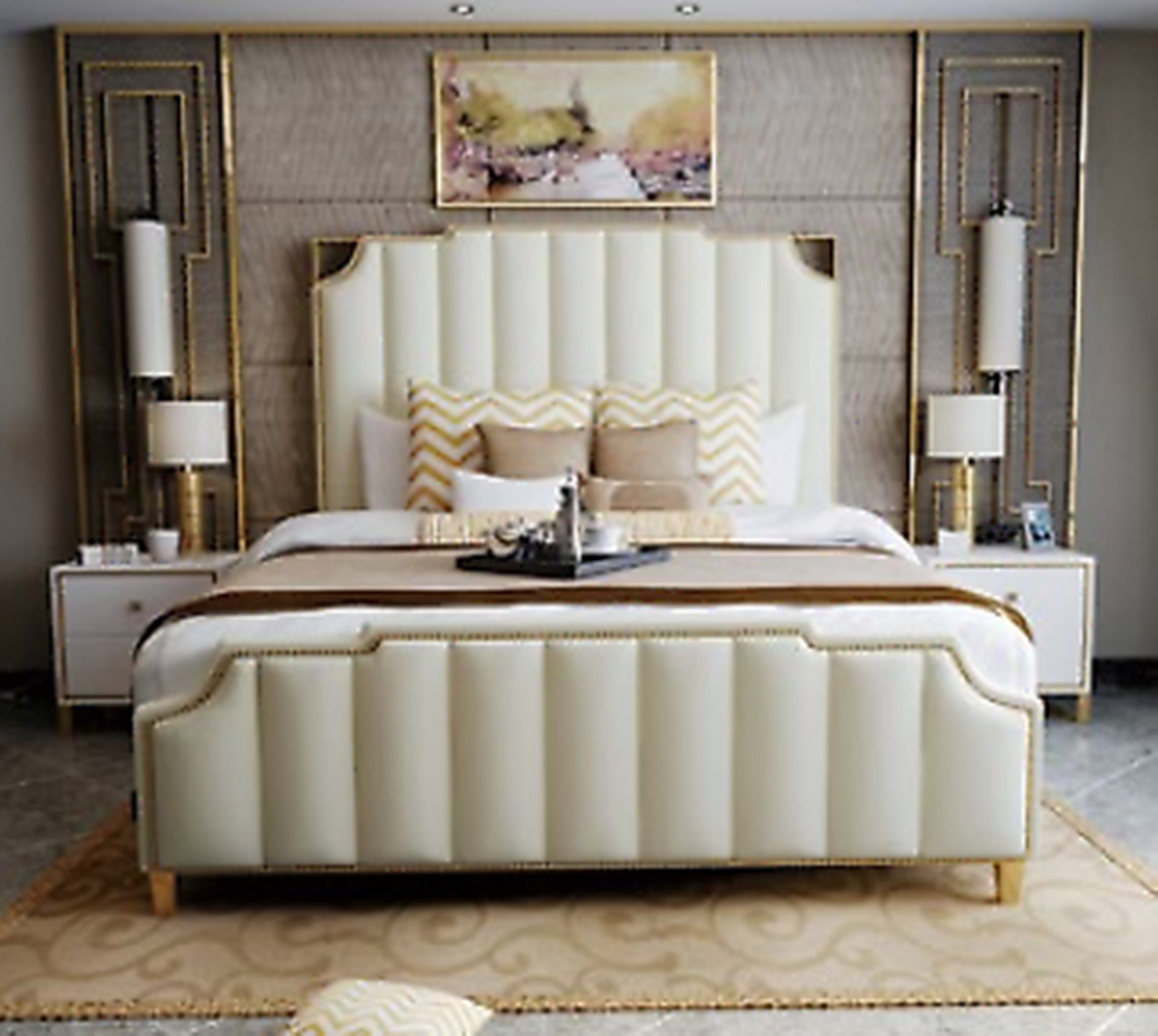 180x200cm Doppelbett Luxus Schlafzimmer Designer JVmoebel Bett Bett Hotel Leder