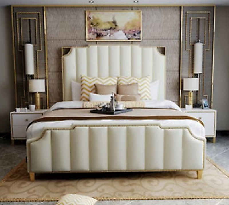 JVmoebel Bett Designer Doppelbett Bett Hotel Luxus Schlafzimmer 180x200cm Leder