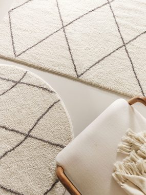 Hochflor-Teppich Benno, benuta, rund, Höhe: 21 mm, Kunstfaser, Berber, Ethno-Style, Wohnzimmer