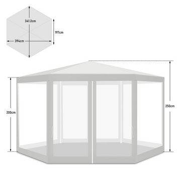 Clanmacy Fensterschutzgitter Pavillon mit Moskitonetz Fensterschutzgitter weiß/Grau Pavillon 2x2x2m