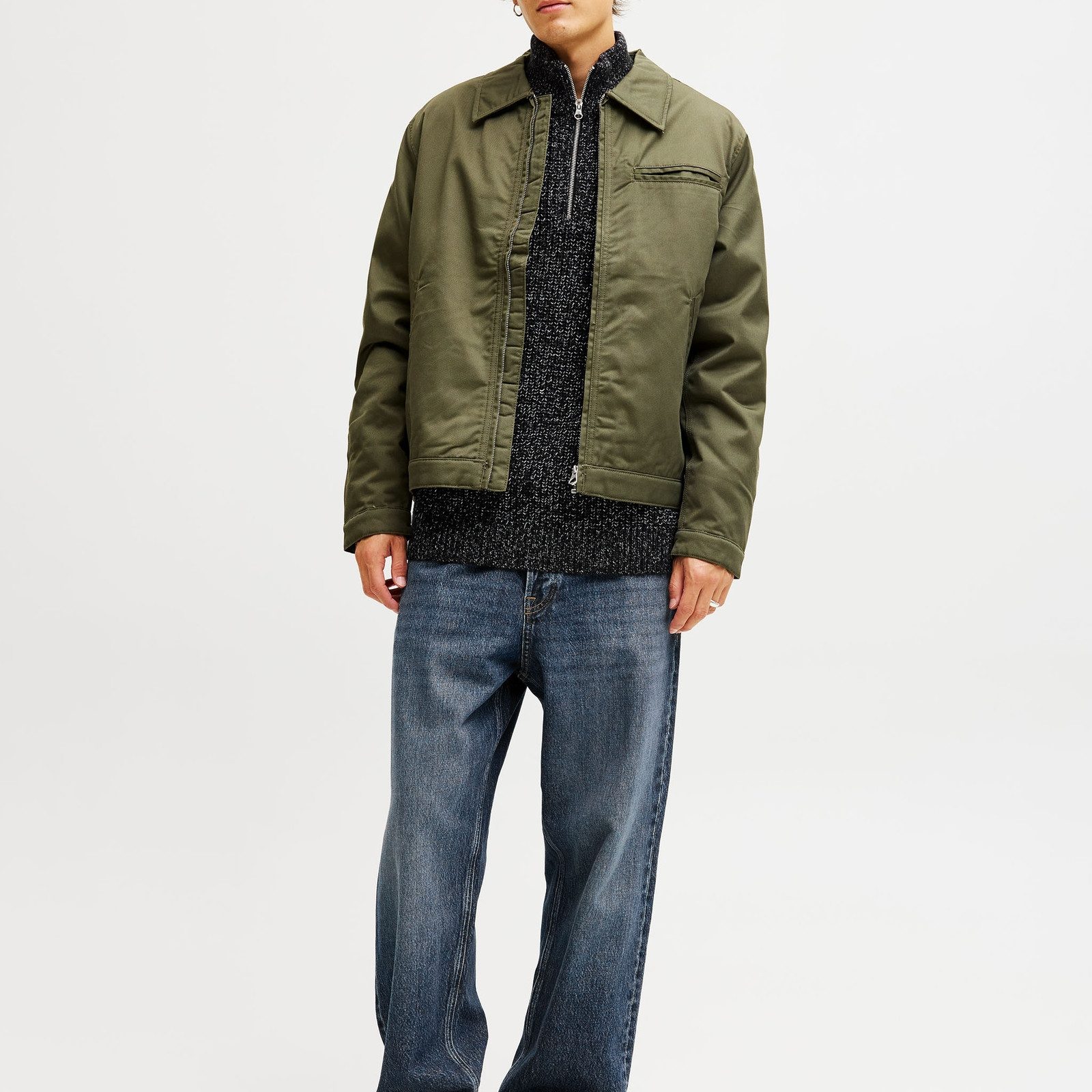 Jack & Jones Strickpullover JORBLEECKER Knit Half Zip BF mit gerippten Bünd günstig online kaufen