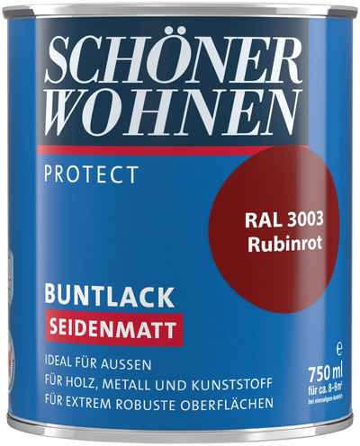 SCHÖNER WOHNEN-Kollektion Lack »Protect Buntlack«, 750 ml, rubinrot RAL 3003, seidenmatt, ideal für außen
