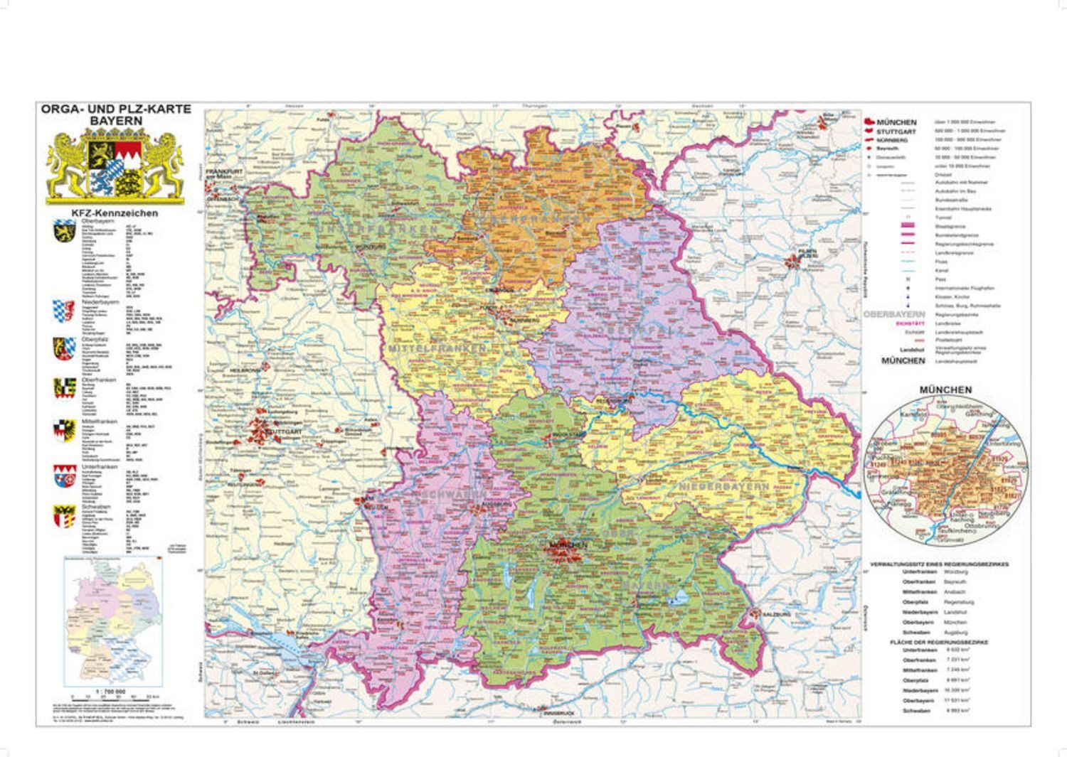 Bayern politisch mit Postleitzahlen / Heinrich Stiefel