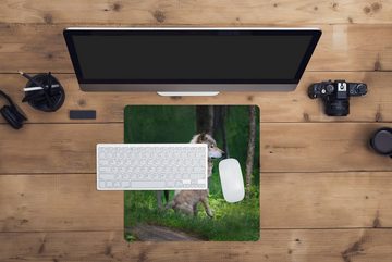 MuchoWow Gaming Mauspad Wolf - Baby - Wald (1-St), Mousepad mit Rutschfester Unterseite, Gaming, 40x40 cm, XXL, Großes