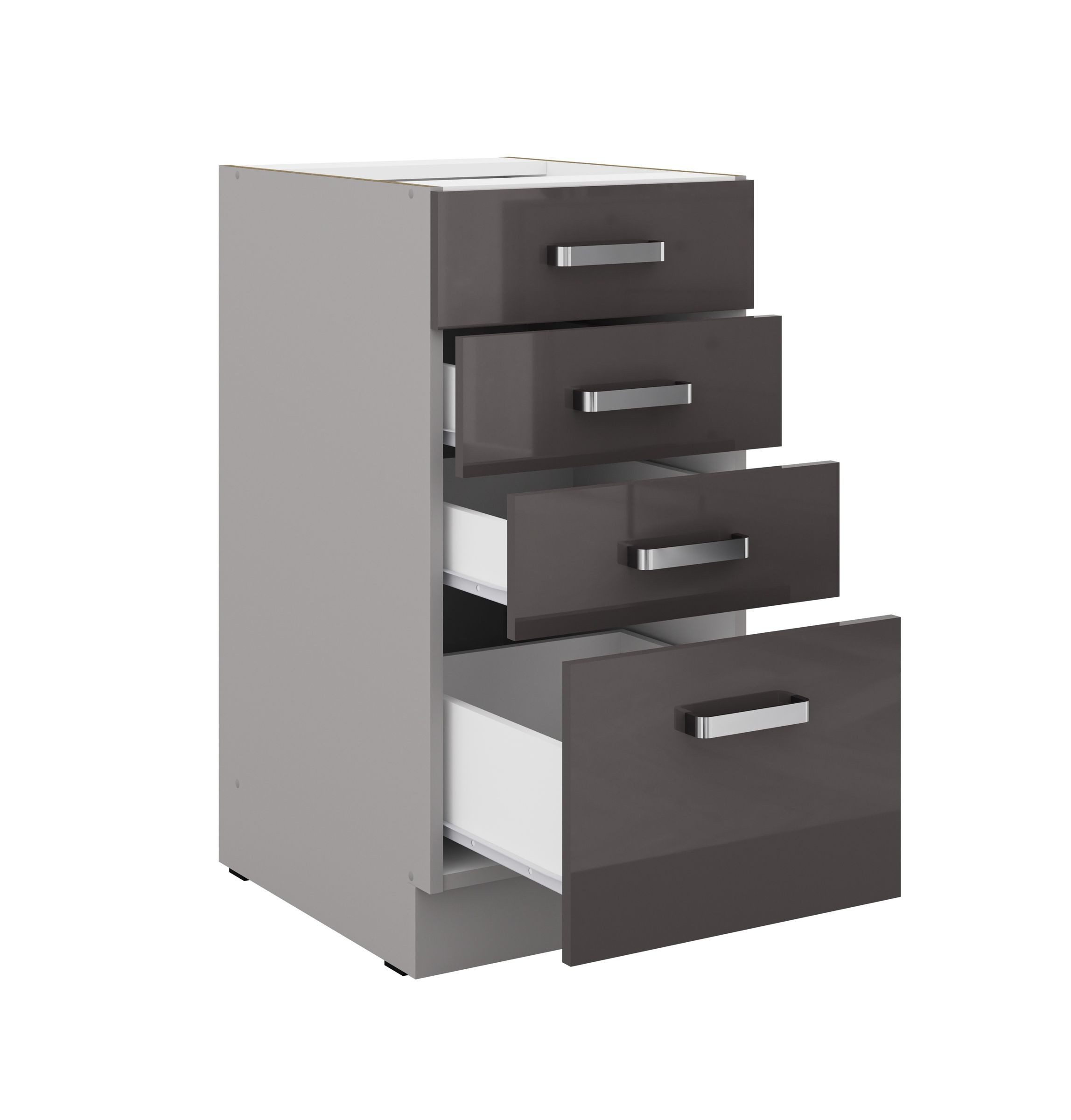 Küchen-Preisbombe Unterschrank 40 cm Küche Bianca Grey Grau Hochglanz Küche günstig online kaufen