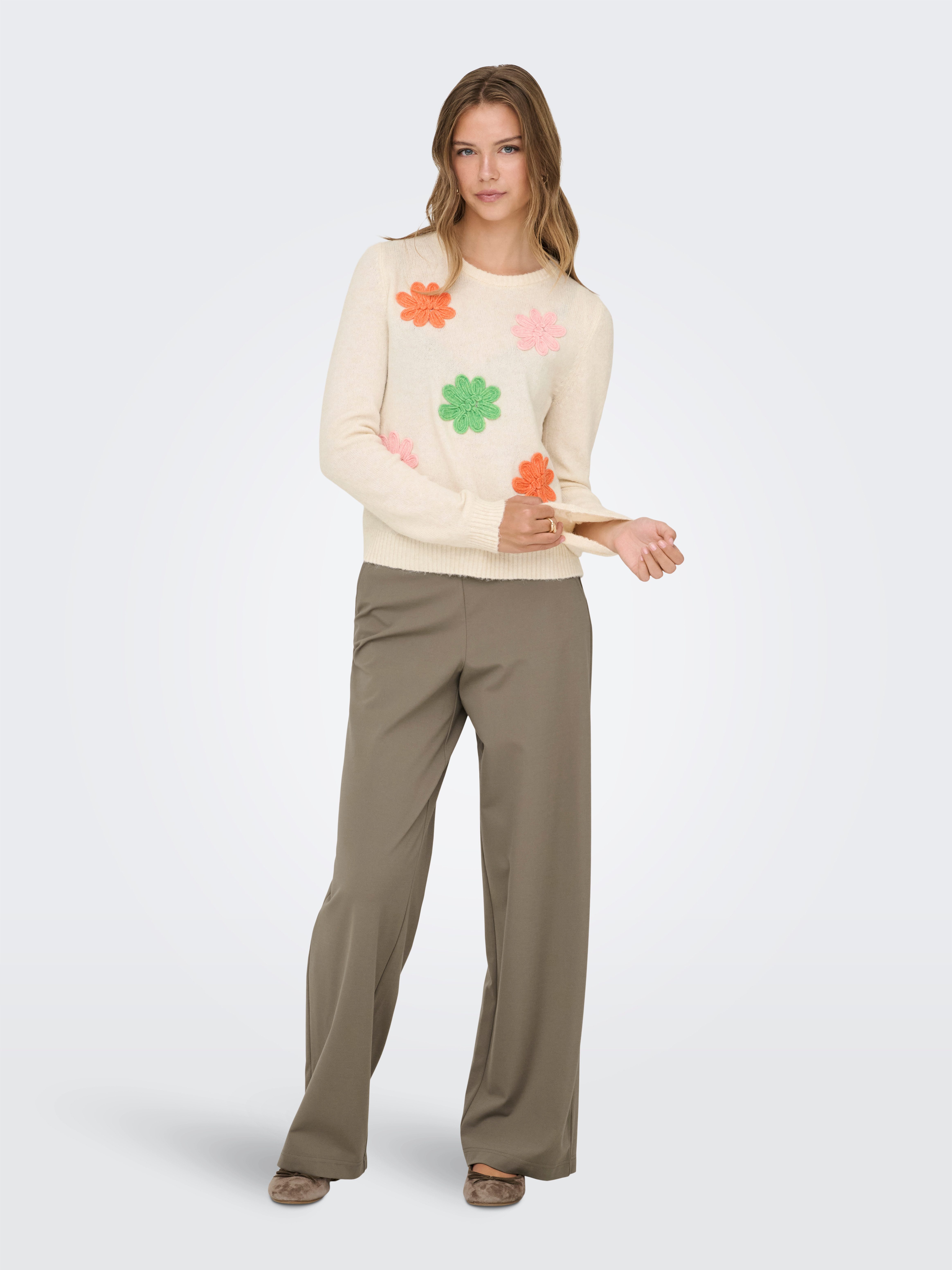 ONLY Strickpullover ONLLOTUS LIFE LS FLOWER O-NECK EX KNT