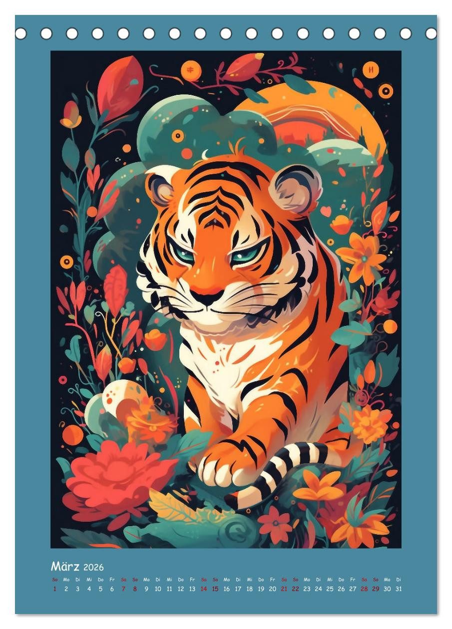CALVENDO Wandkalender Chinesischer Tierkreis (Tischkalender 2026 DIN A5 hoch), CALVENDO Mona