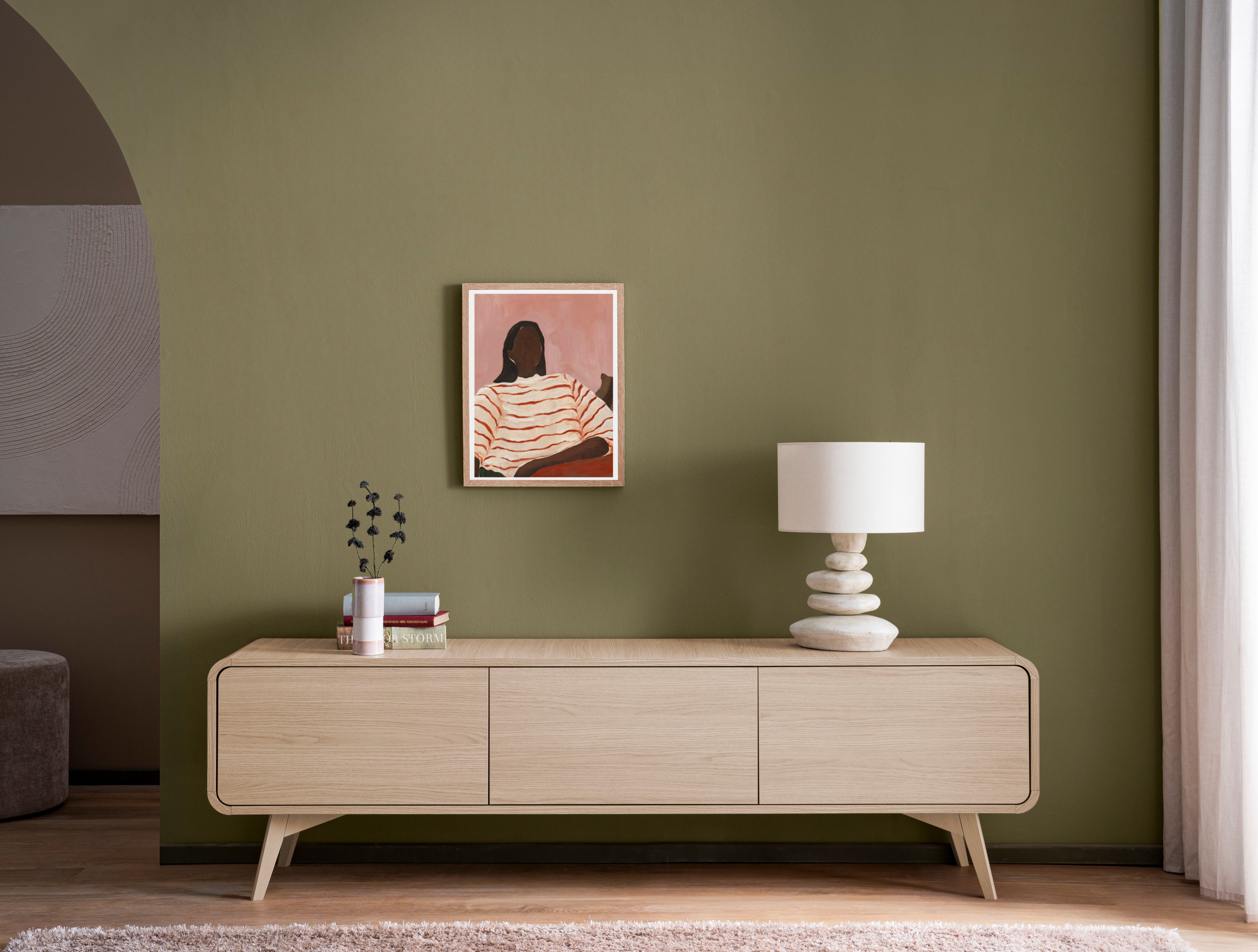 Home affaire Lowboard Torsby, moderner TV-Schrank, Kommode in Eiche Natur, TV-Unterschrank, abgerundete Ecken, ausreichend Stauraum, vielseitig einsetzbar