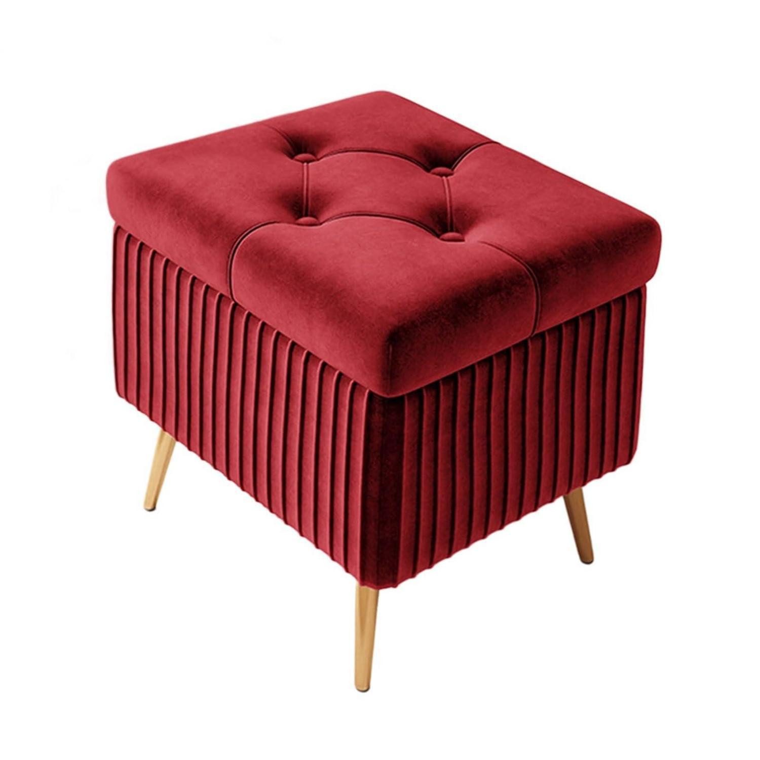 LuxusKollektion Polsterbank Sitzbank mit Stauraum Samt dunkelrot 40x40cm (1-St)