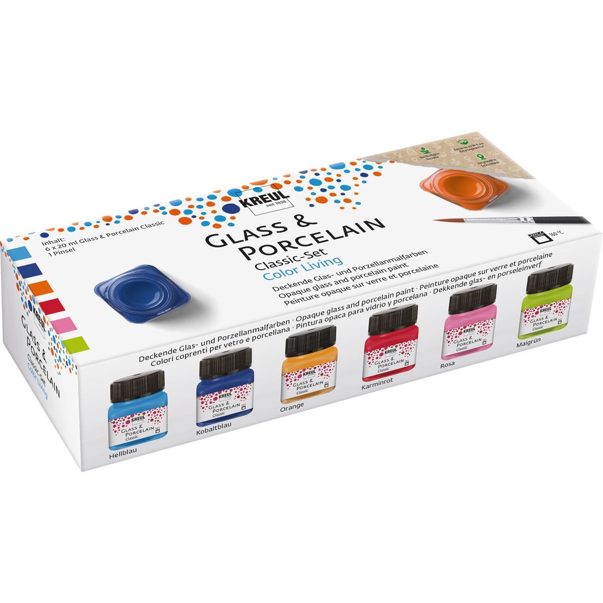 Porzellanfarbe KREUL Glass & Porcelain Farben Classic Color Living 6x20ml