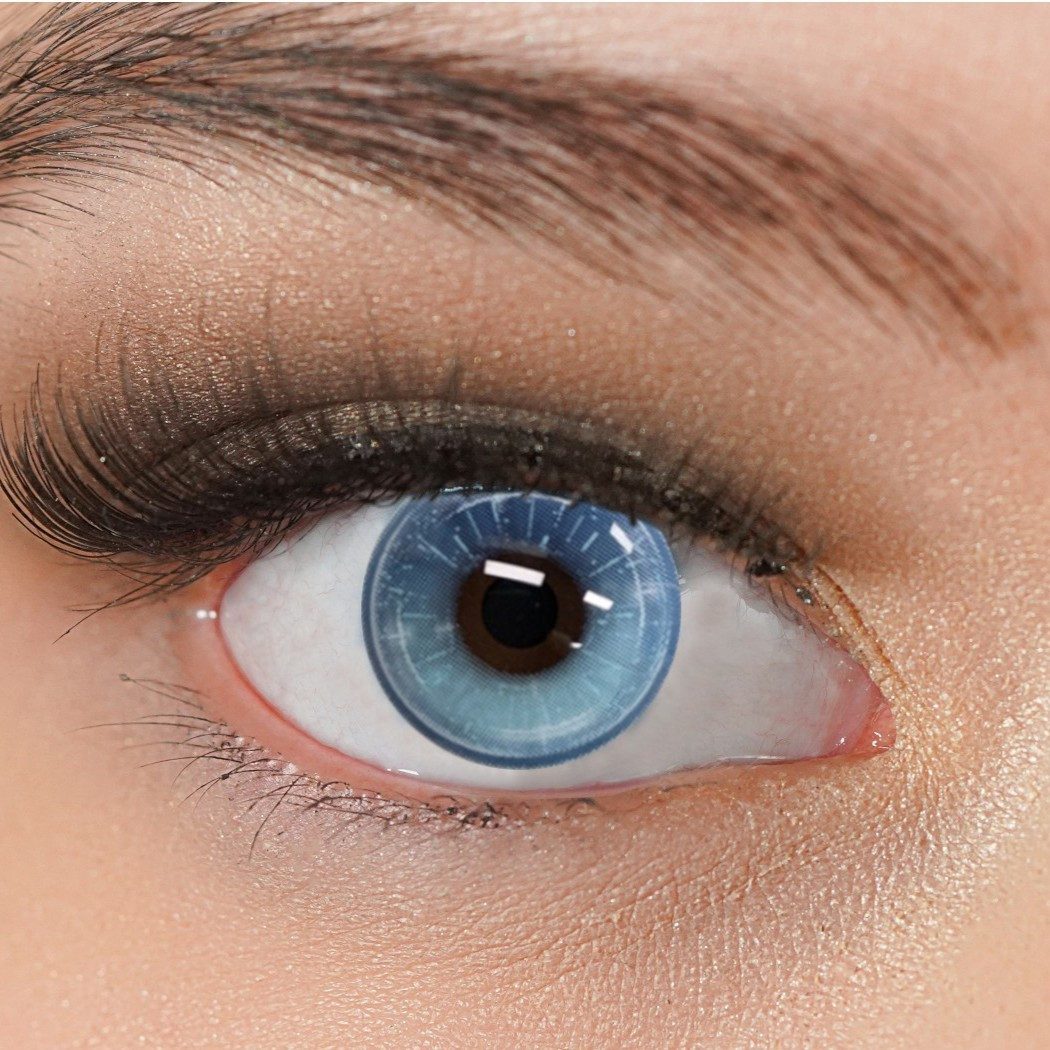Charmiga Jahreslinsen Farbige Kontaktlinsen Blau Farblinsen ohne Stärke Sweet Blue, stark deckend, neu, crazy