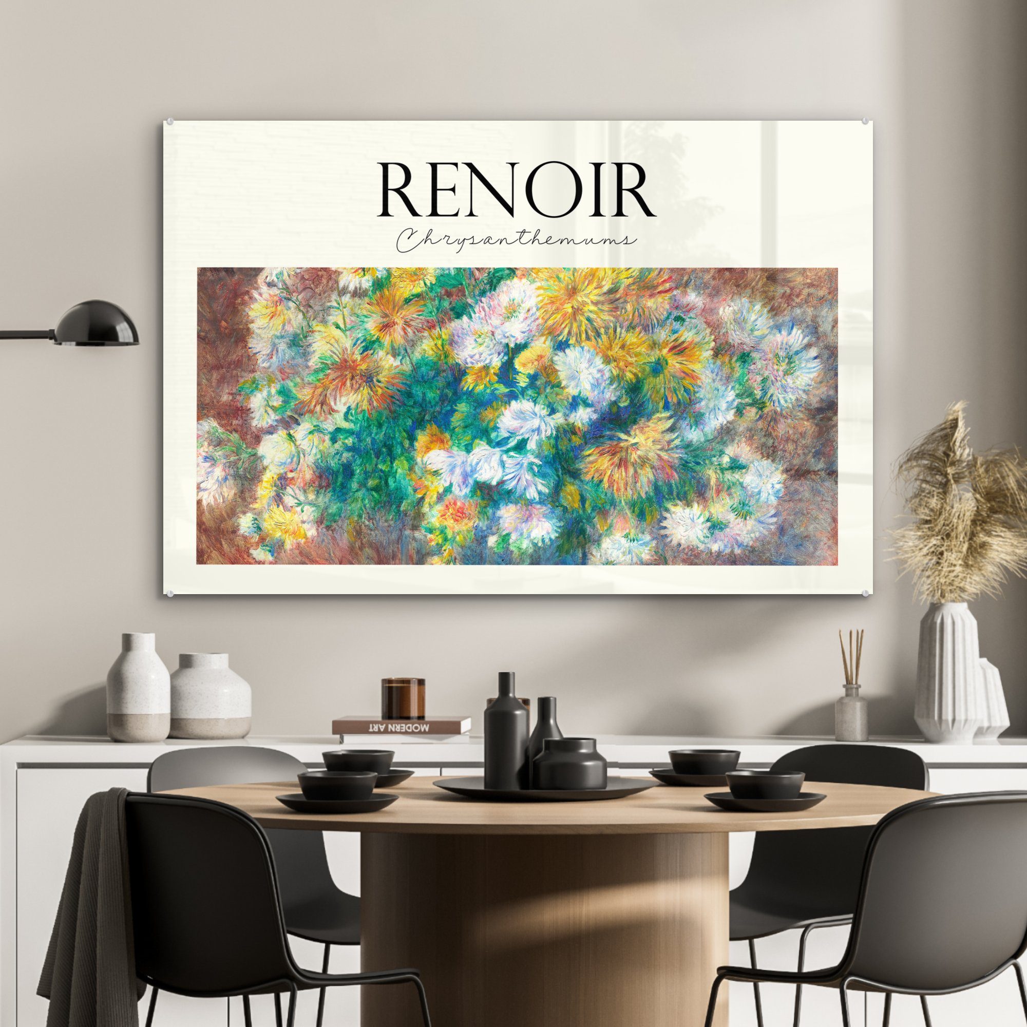 St), MuchoWow Acrylglasbilder Wohnzimmer & Gemälde Renoir - (1 - Acrylglasbild Blumenstrauß, Schlafzimmer