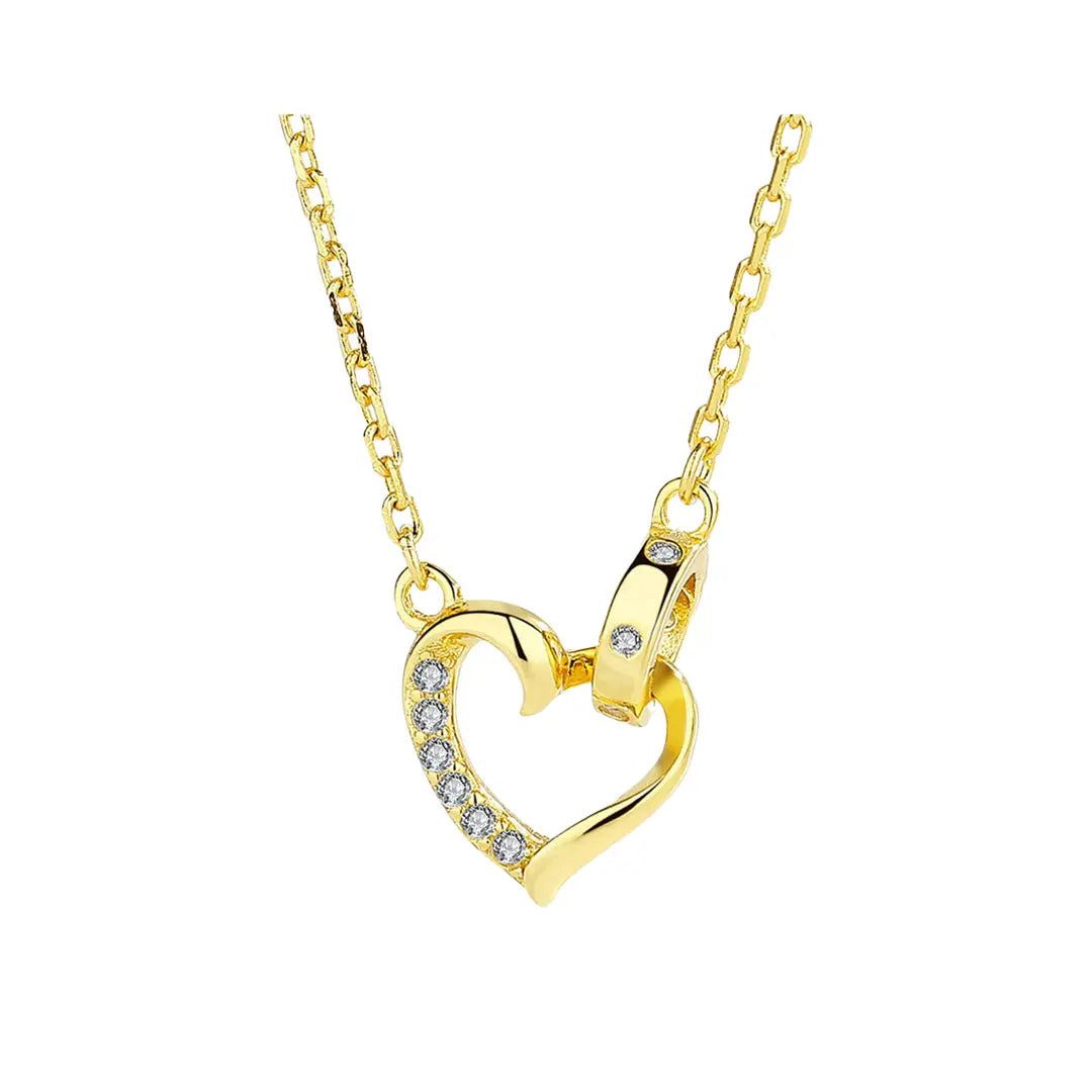 Kette mit Anhänger 925 Silber vergoldet Heartlace Herz-Zirkonia