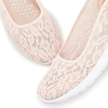 LASCANA Sneaker Ballerinas Slipper ultraleicht, Freizeitschuh mit modischem Spitzeneinsatz VEGAN