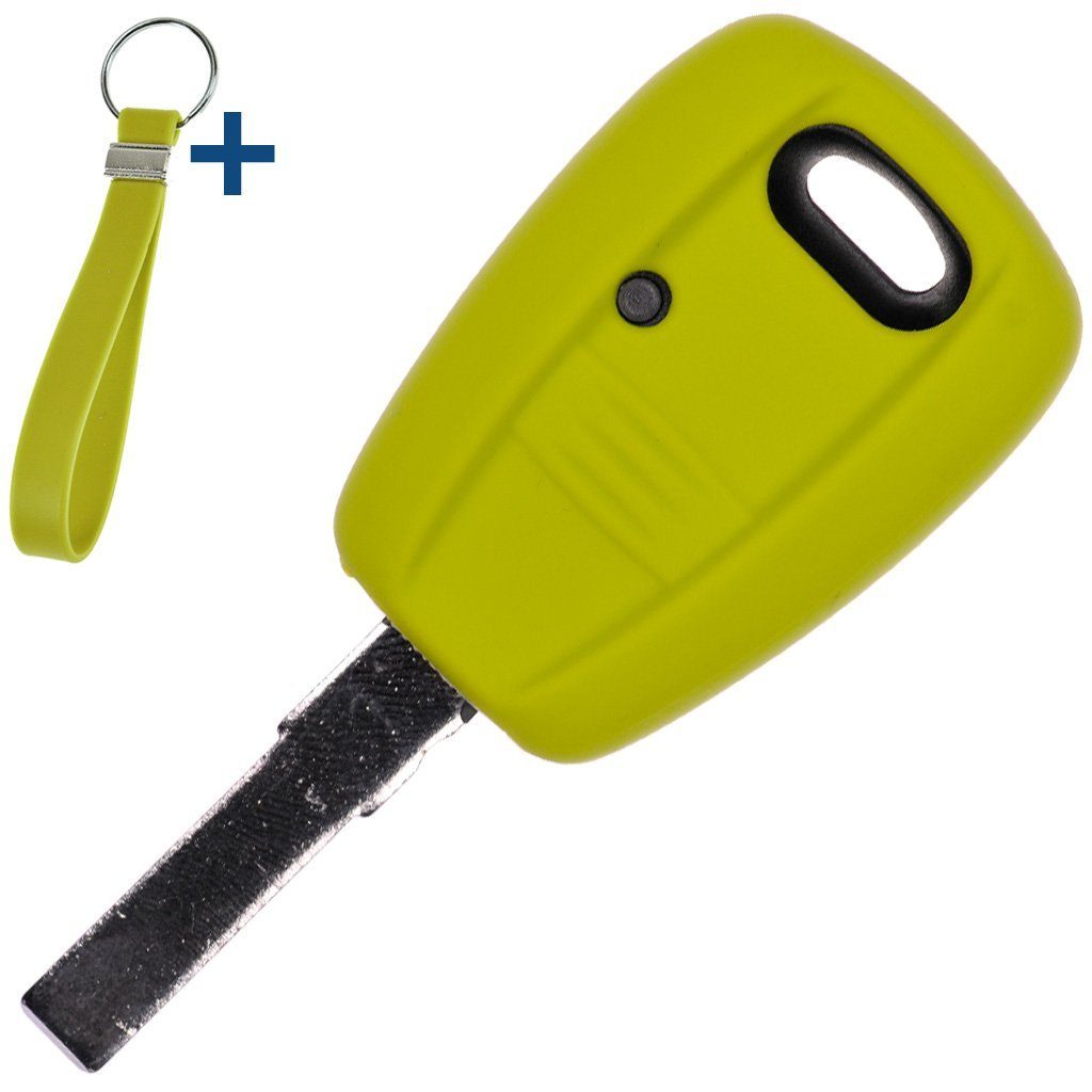 mt-key Schlüsseltasche Autoschlüssel Silikon Schutzhülle mit passendem Schlüsselband, für FIAT Panda Brava Bravo Punto Stilo 1 Tasten Funk Fernbedienung Apfelgrün