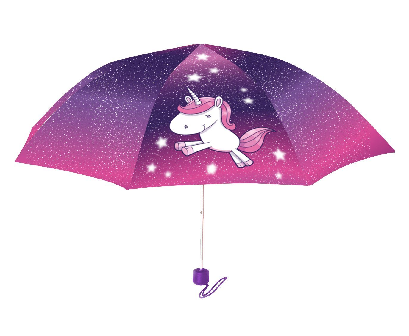 p:os Taschenregenschirm Einhorn Regenschirm Kinder, inklusive passender  Schutz-Hülle