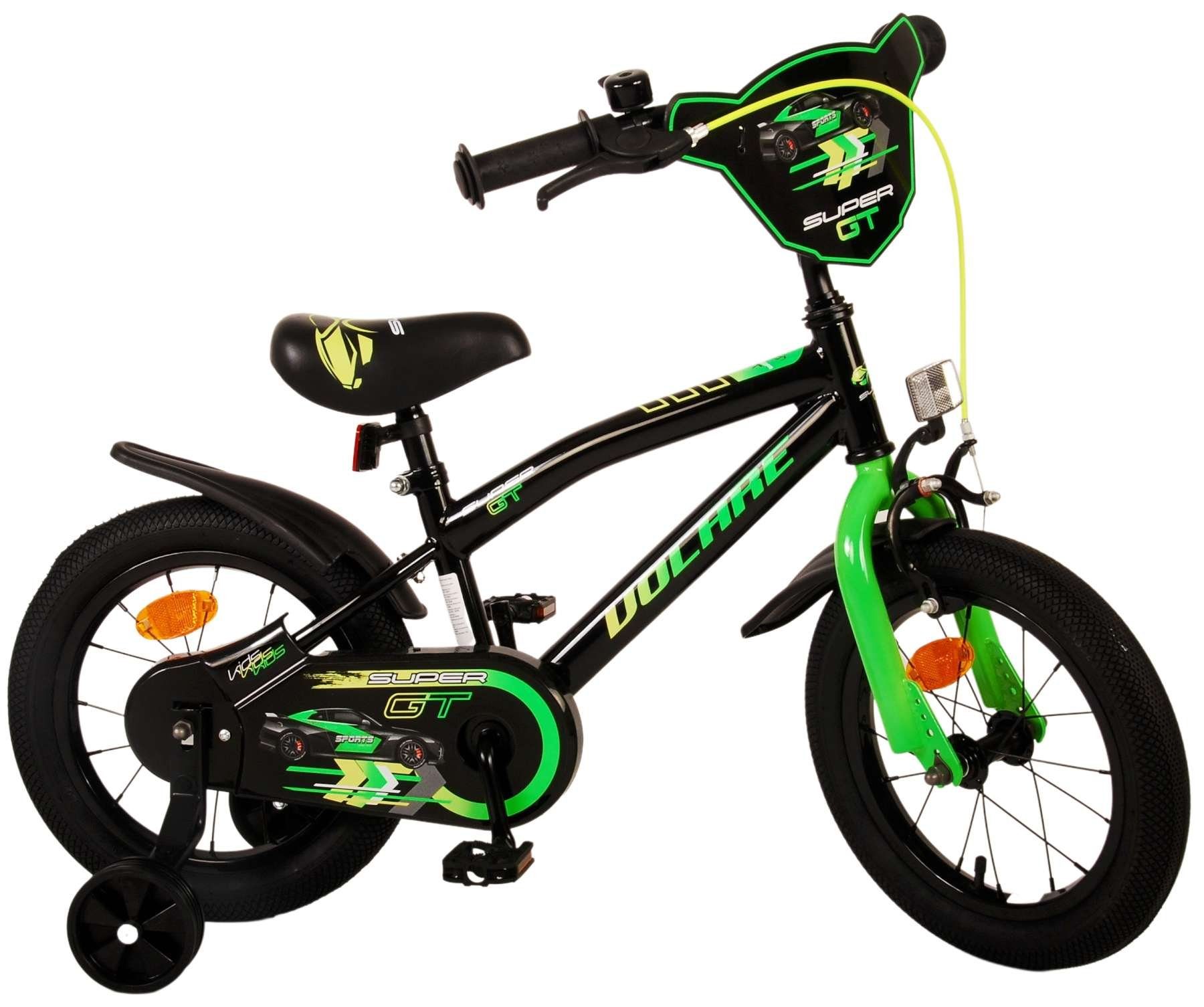 Volare Kinderfahrrad Super GT - Jungen - verschieden Größen und Farben - Rücktrittbremse, bis 60 kg, 85% zusammengebaut, 12, 14 oder 16 Zoll, 3 - 4,5Jahre Grün